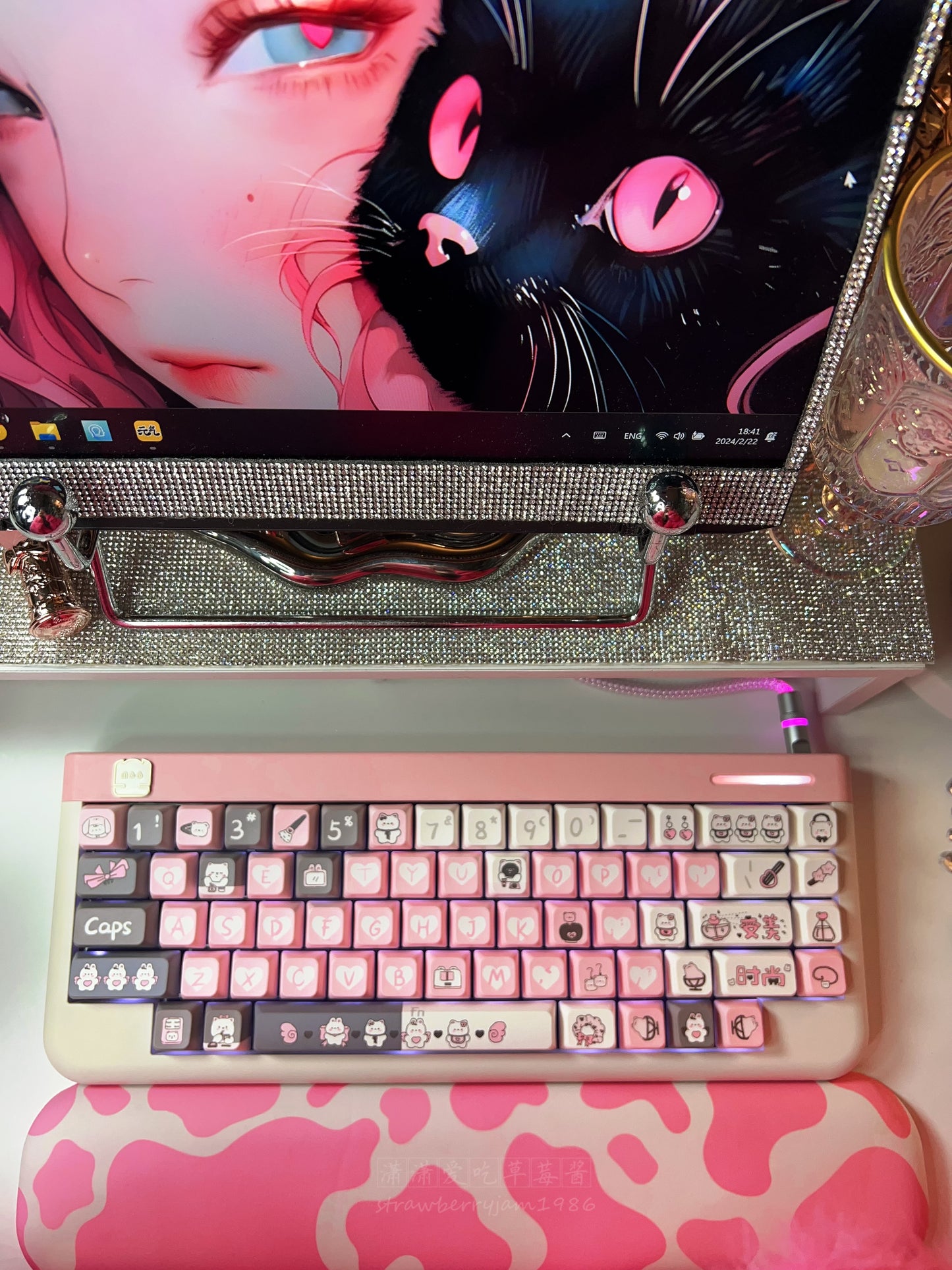 Fully Assembled JOJO N66 Milky Pink Customized Mechanical Keyboard