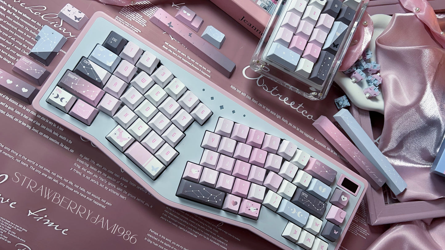 092 Star Fluctuation Gray Pink Gradual Change Advanced Sense Cherry Profile Keycap