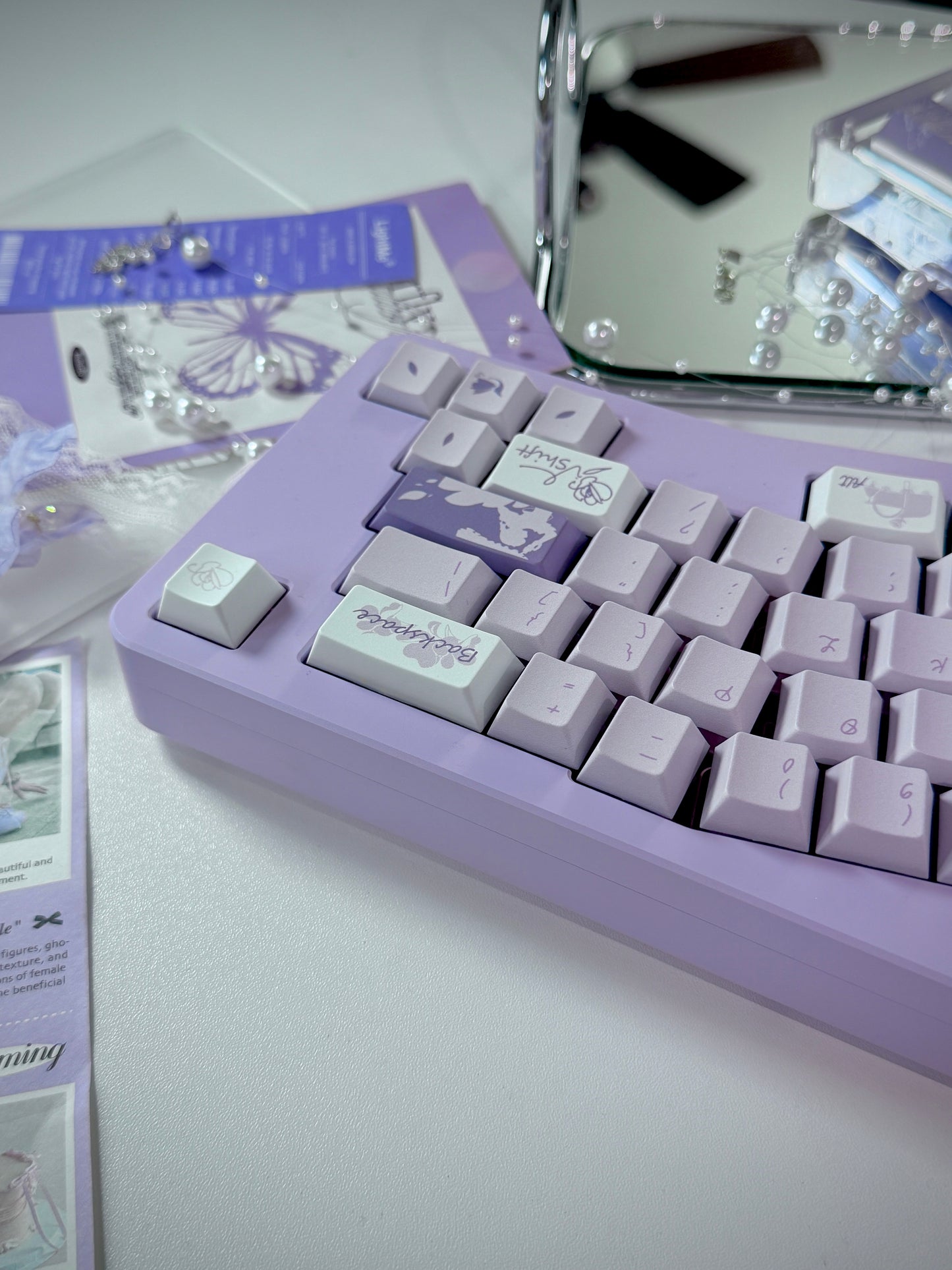 ONLY 1 Instock Prebuilt Aluminum Customized Mechanical Keyboard DIMIALICE Ergonomic Pastel Purple Keyboard Set(not including the KiiBOOM number pad)