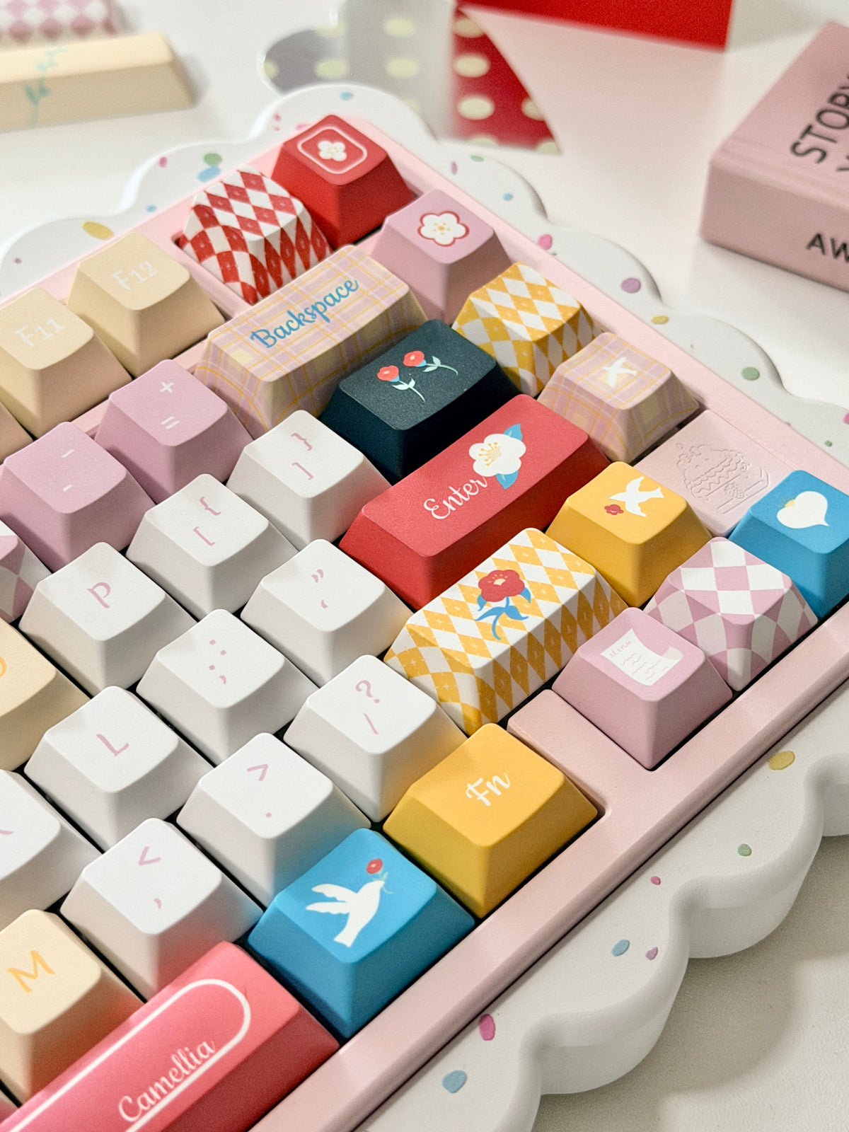 #0316 One Star Sweet Cake Party Keycaps – Pastel Pink Dessert Theme Cute Kawaii Mechanical Keyboard Keycap Set