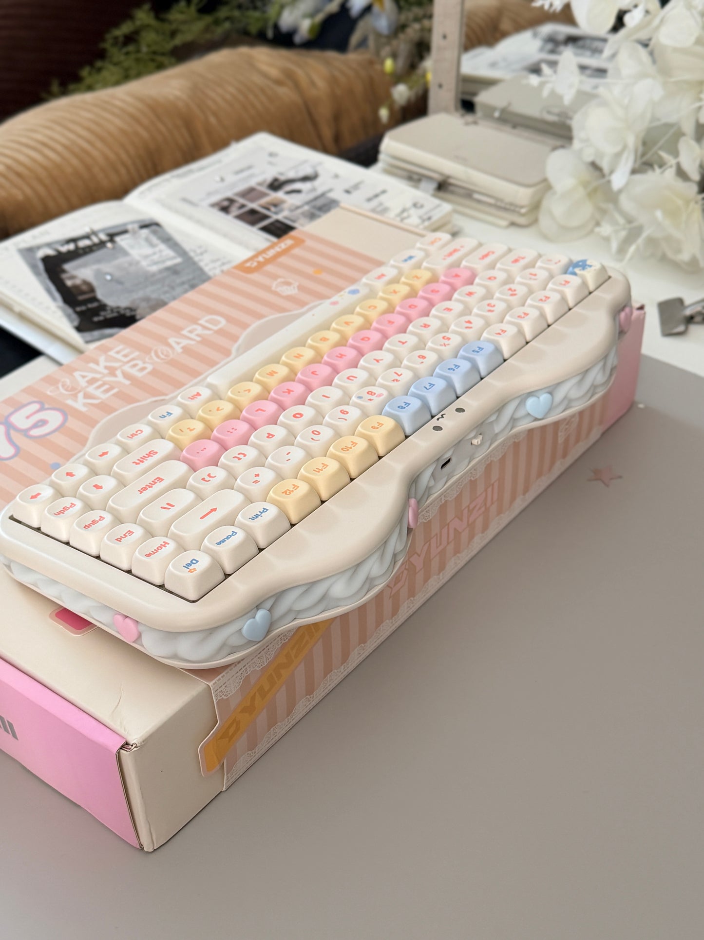 Unboxing Clearance ONLY 1 Instock YUNZII C75 Cake Meow Wireless Mechanical Keyboard ➕ XVX Lumicat MAO Keycap Set