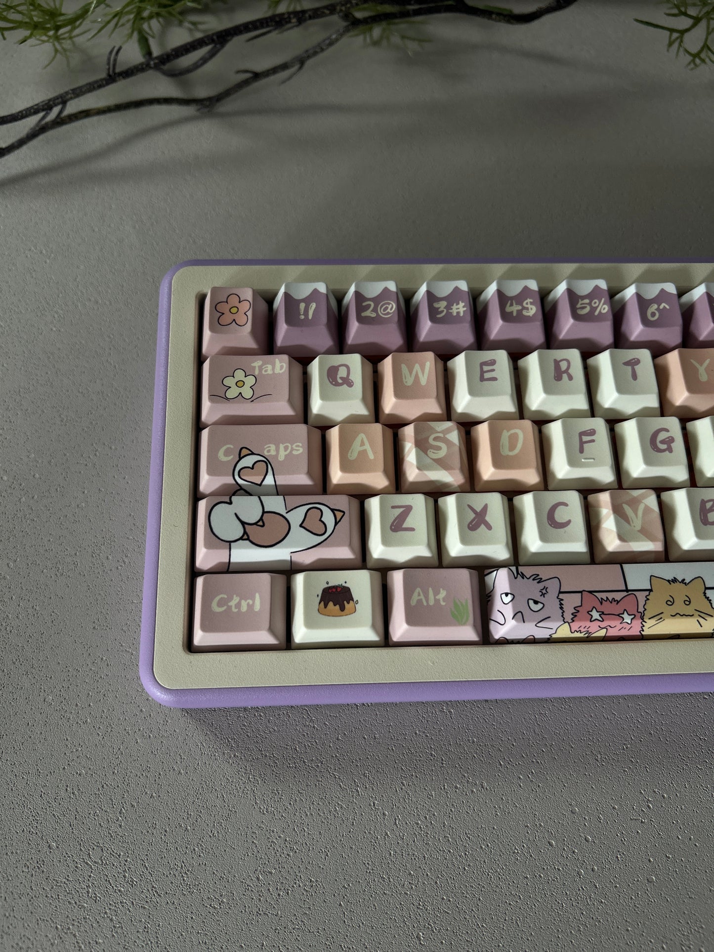 ONLY 1 Instock Prebuilt Aluminum Customized Mechanical Keyboard Rose65 Purple Creamy Thocky Set
