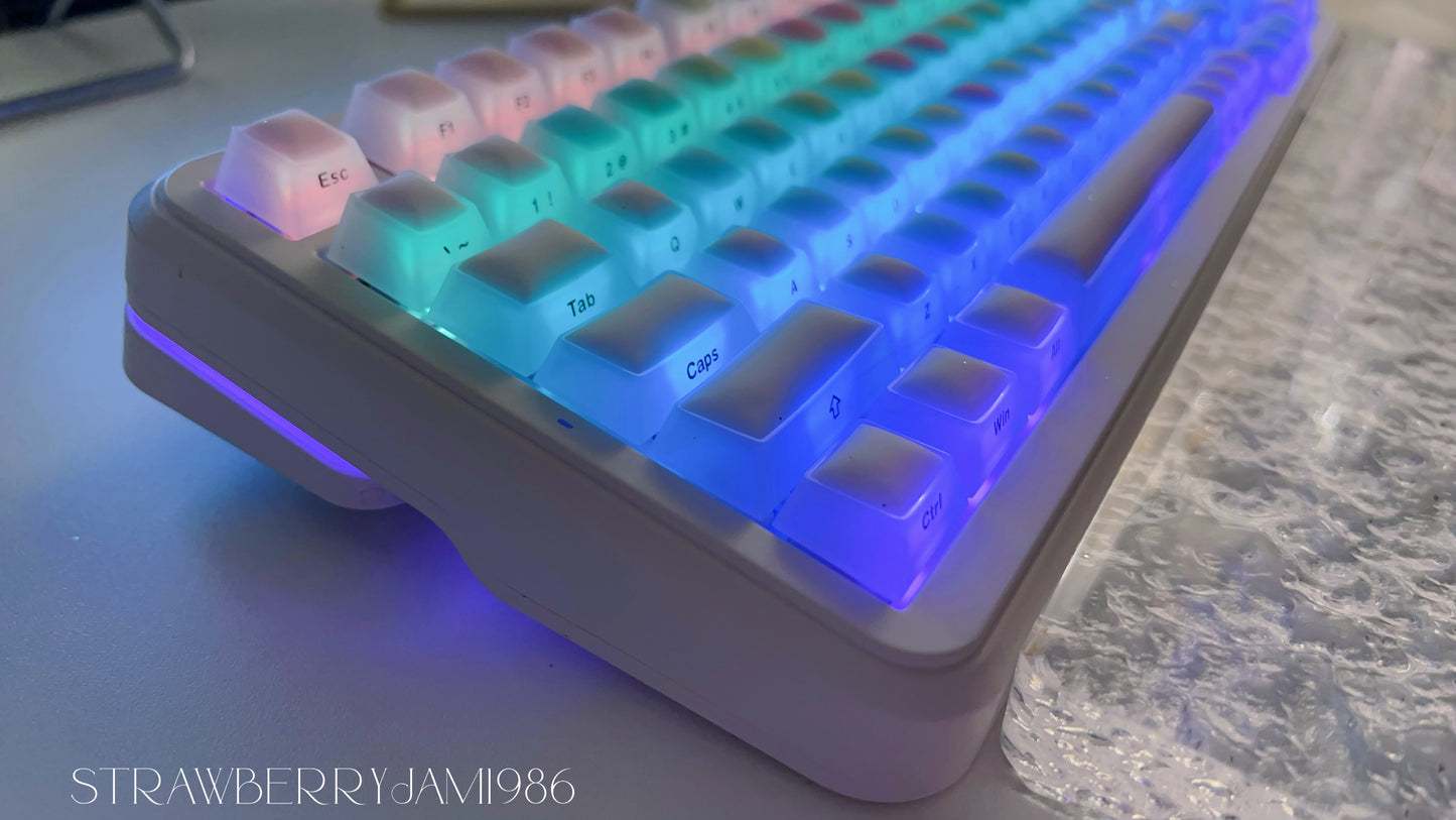 114 Rainbow Fudge Keycaps Fog Clear Silicone Material Soft Bounce Cute Keycaps Cherry Profile 124-key Side-print