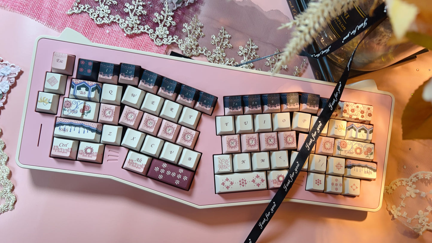 【Only 1 In-stock】Prebuilt Kitten Alice pink beige Aluminum Ergonomic Customized Mechanical Keyboard