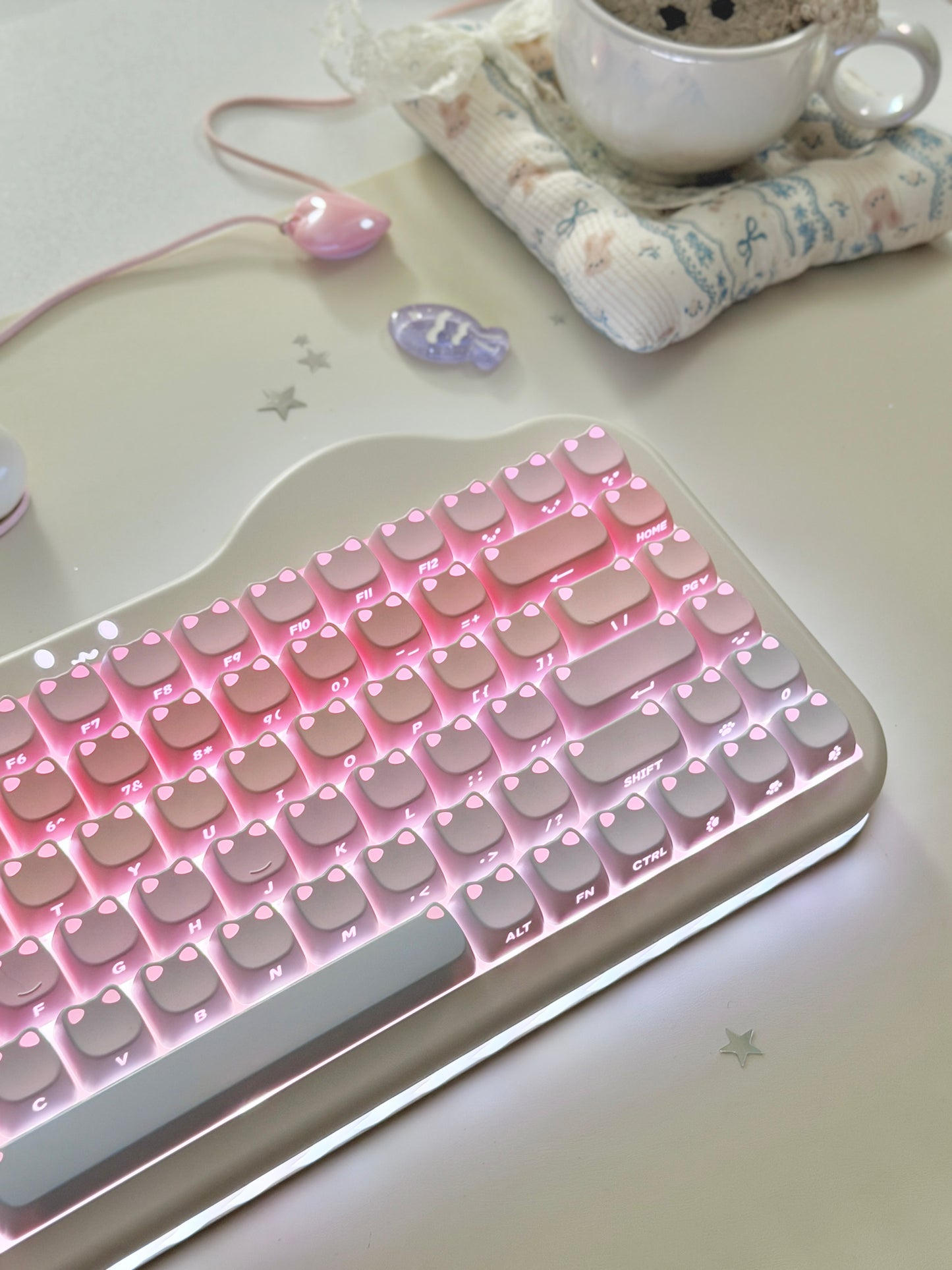 Unboxing Clearance ONLY 1 Instock YUNZII C75 Cake Meow Wireless Mechanical Keyboard ➕ XVX Lumicat MAO Keycap Set