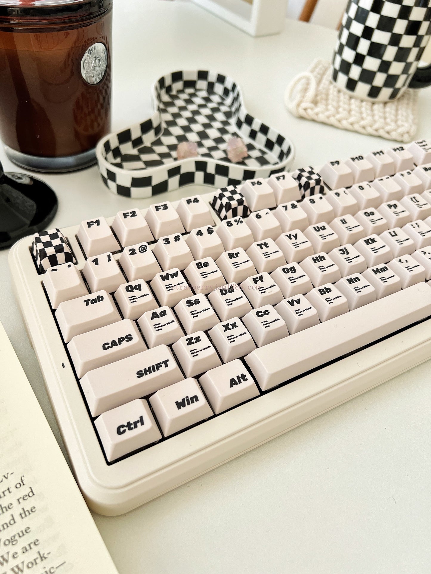 020 Black and White Pseudo Proposition Checkerboard Cherry Profile Keycaps Customized Designer Keycaps