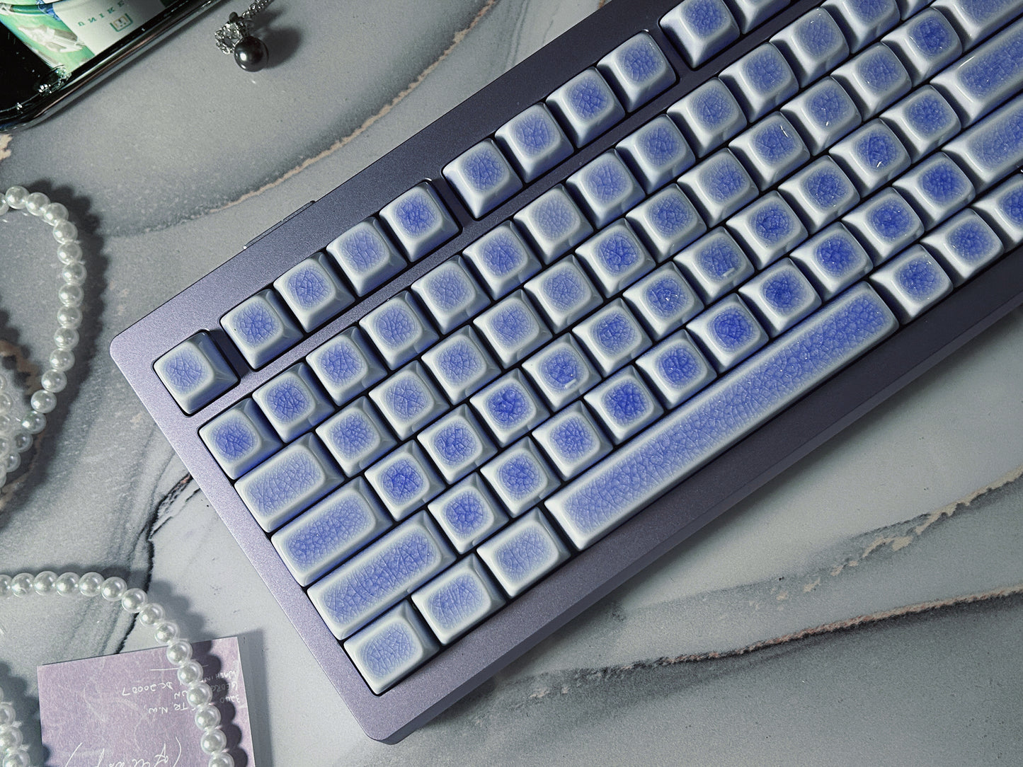 ONLY 1 Instock Prebuilt Aluminum Customized Mechanical Keyboard Silver Purple KiiBOOM Moonshadow kit With Ceramic Keycaps