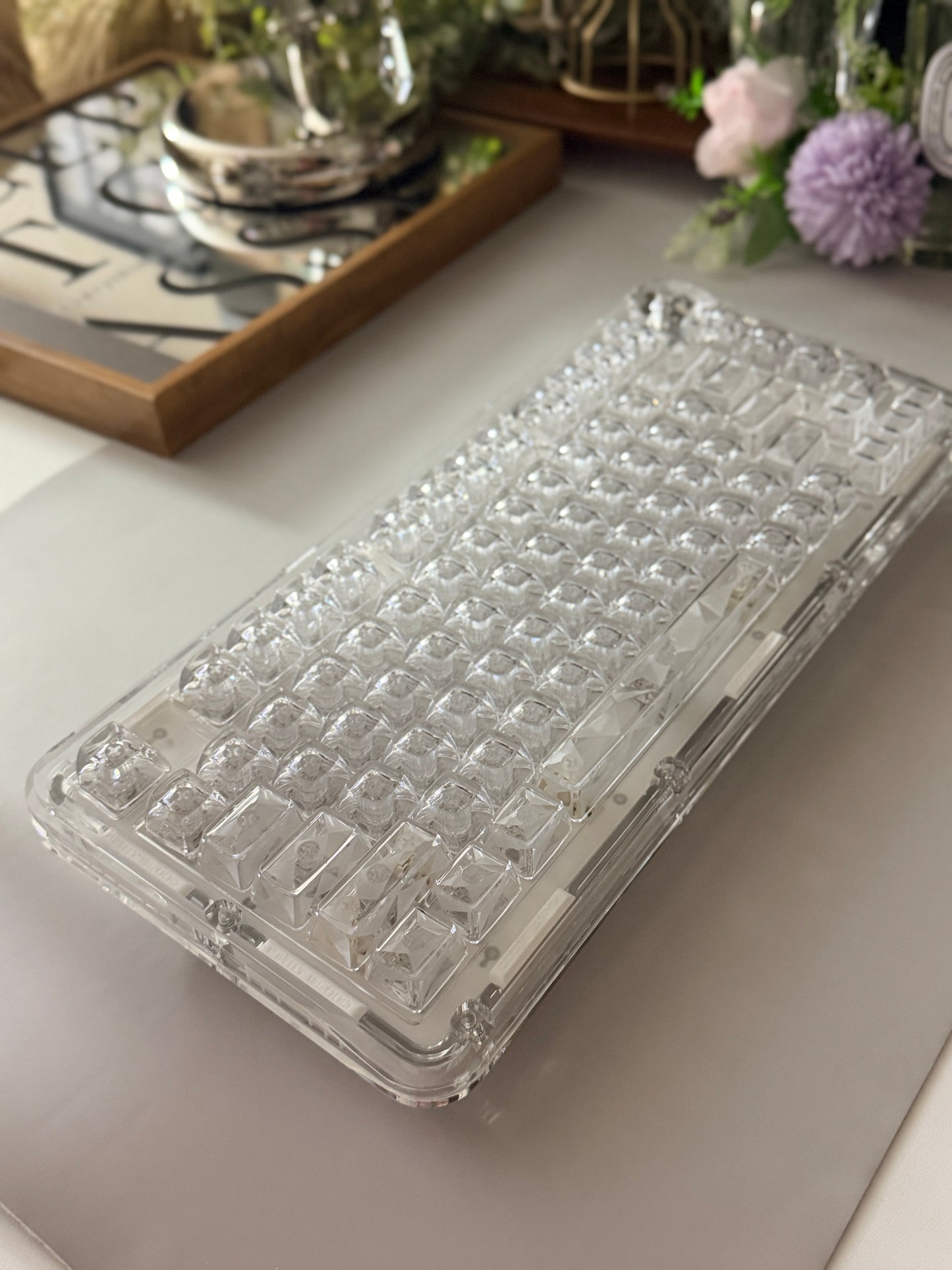 Unboxing Clearance FirstBlood B81 Transparent Mechanical Keyboard ➕ Winter Letter Keycaps（including B81 original clear Keycaps）