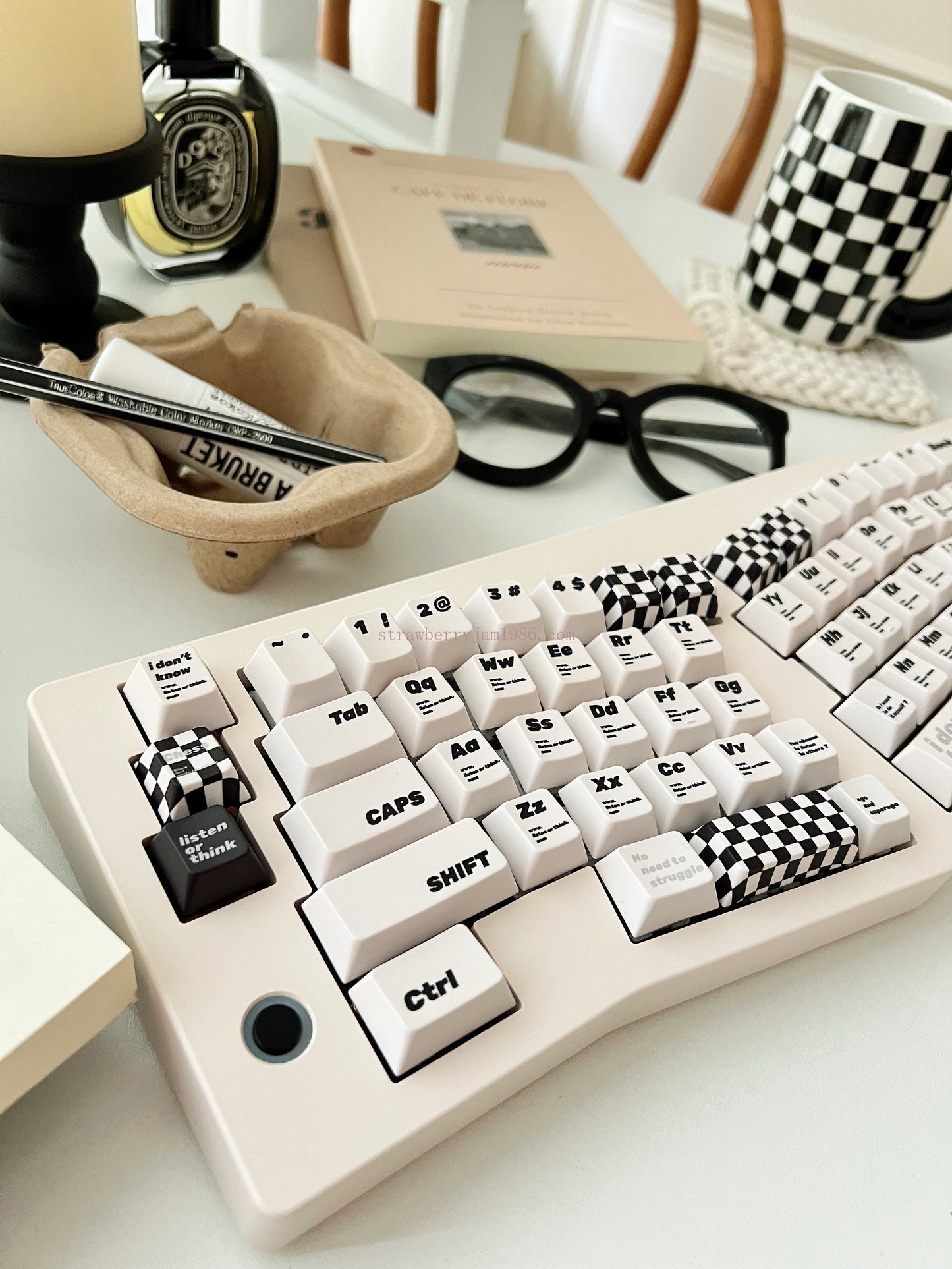 020 Black and White Pseudo Proposition Checkerboard Cherry Profile Keycaps Customized Designer Keycaps