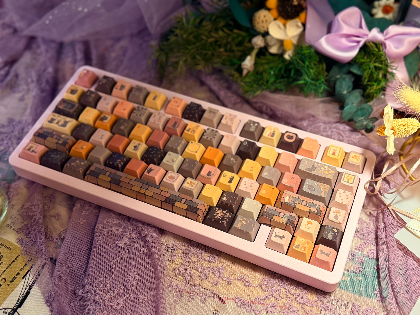 ONLY 1 Instock Prebuilt Aluminum Customized Mechanical Keyboard DBP75 Purple Creamy Keyboard Set