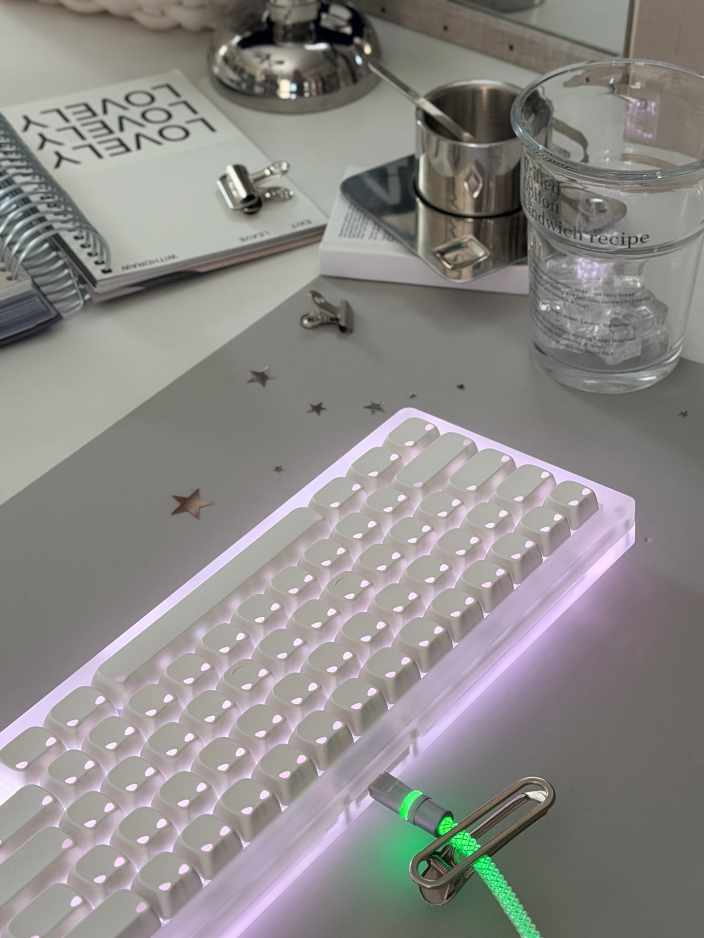 ONLY 1 Instock Prebuilt Matt acrylic Custom Mechanical Keyboard SET with RGB Backlit