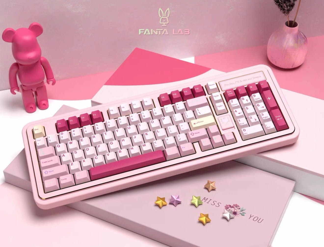 Preorder Prebuilt Aluminum Customized Mechanical Keyboard Rich98 Anodized Pink Gold Highlight Set