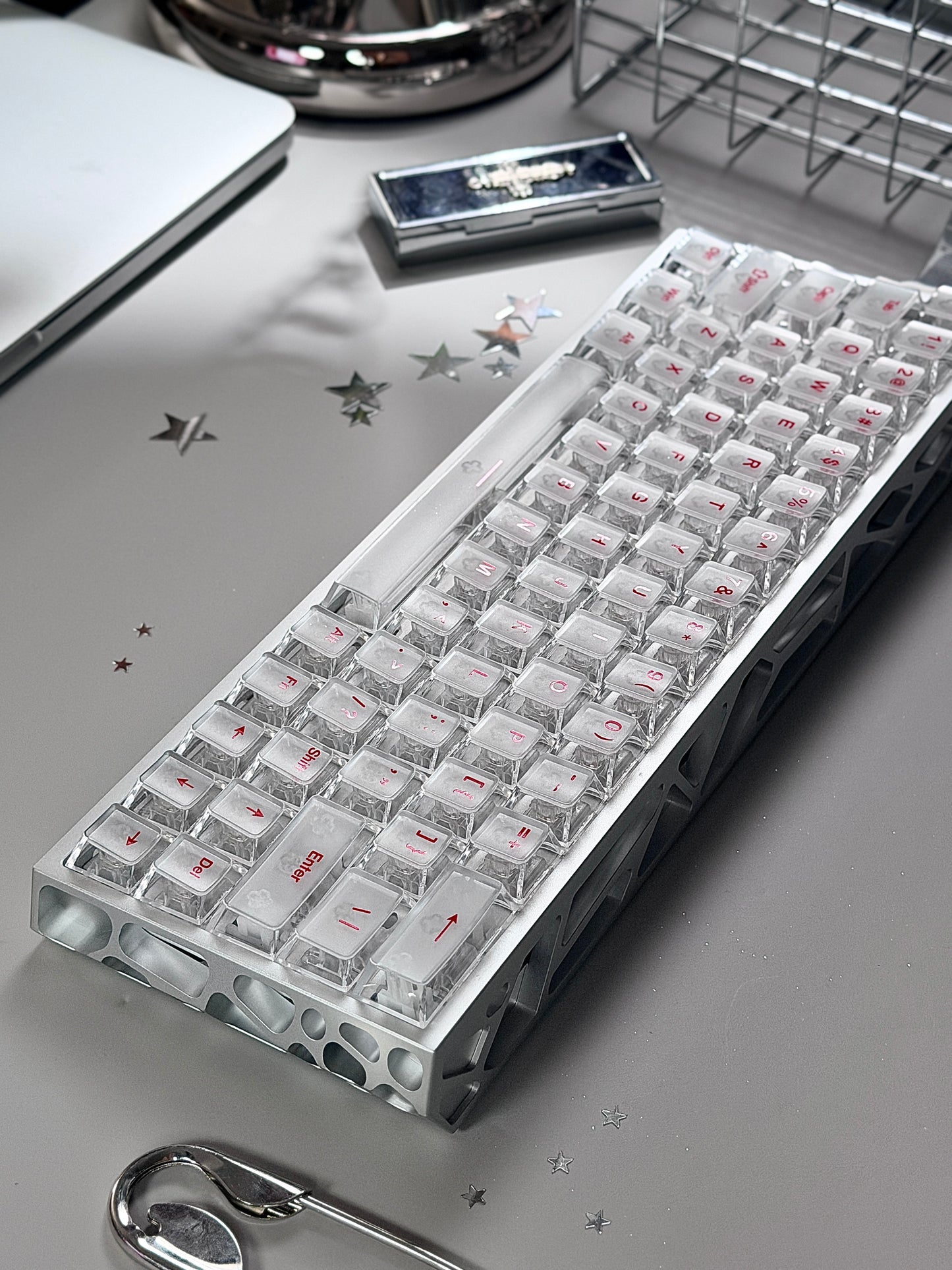 Unboxing Clearance ONLY 1 InstockI ROK Hollow Aluminum Silver MG63 Magnetic Gaming Mechanical Keyboard