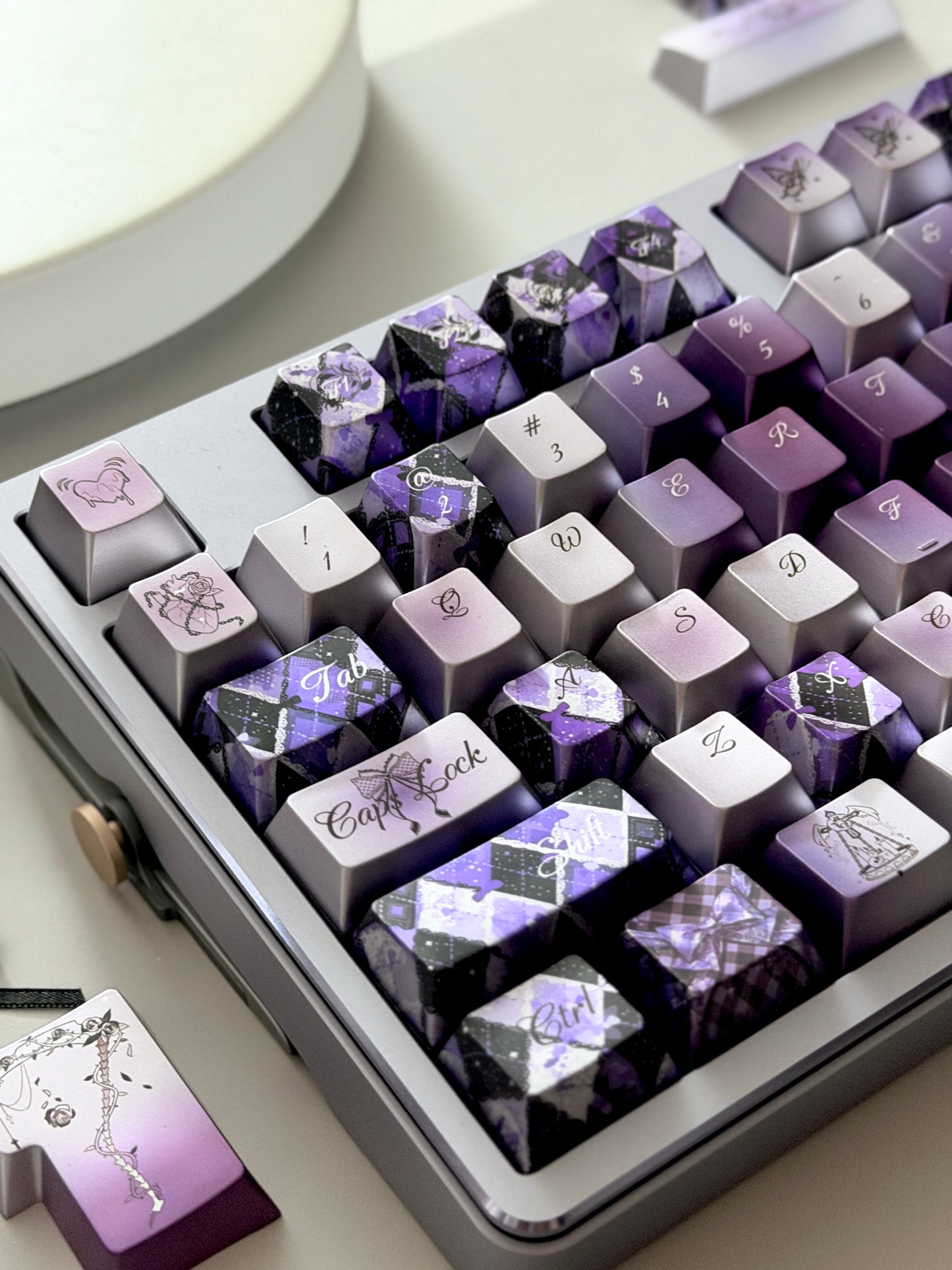 #0284 [Limited Edition] Crimson Haze Purple-Black Gloss Metallic Coated Keycaps（not medal）