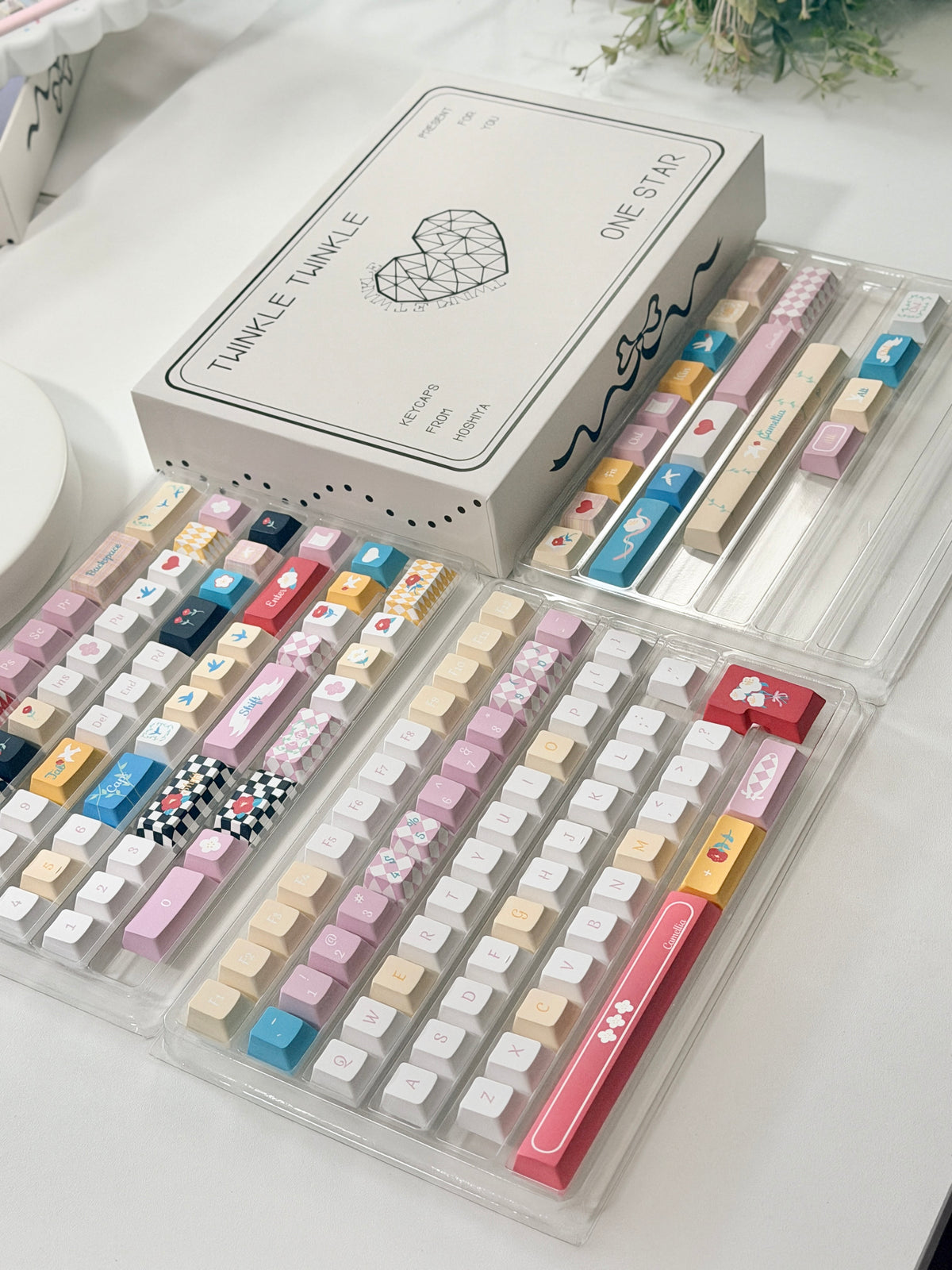 #0316 One Star Sweet Cake Party Keycaps – Pastel Pink Dessert Theme Cute Kawaii Mechanical Keyboard Keycap Set