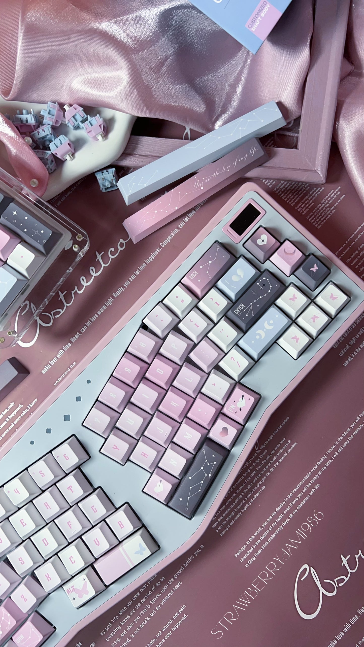 092 Star Fluctuation Gray Pink Gradual Change Advanced Sense Cherry Profile Keycap