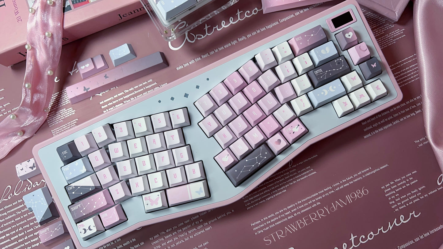 092 Star Fluctuation Gray Pink Gradual Change Advanced Sense Cherry Profile Keycap