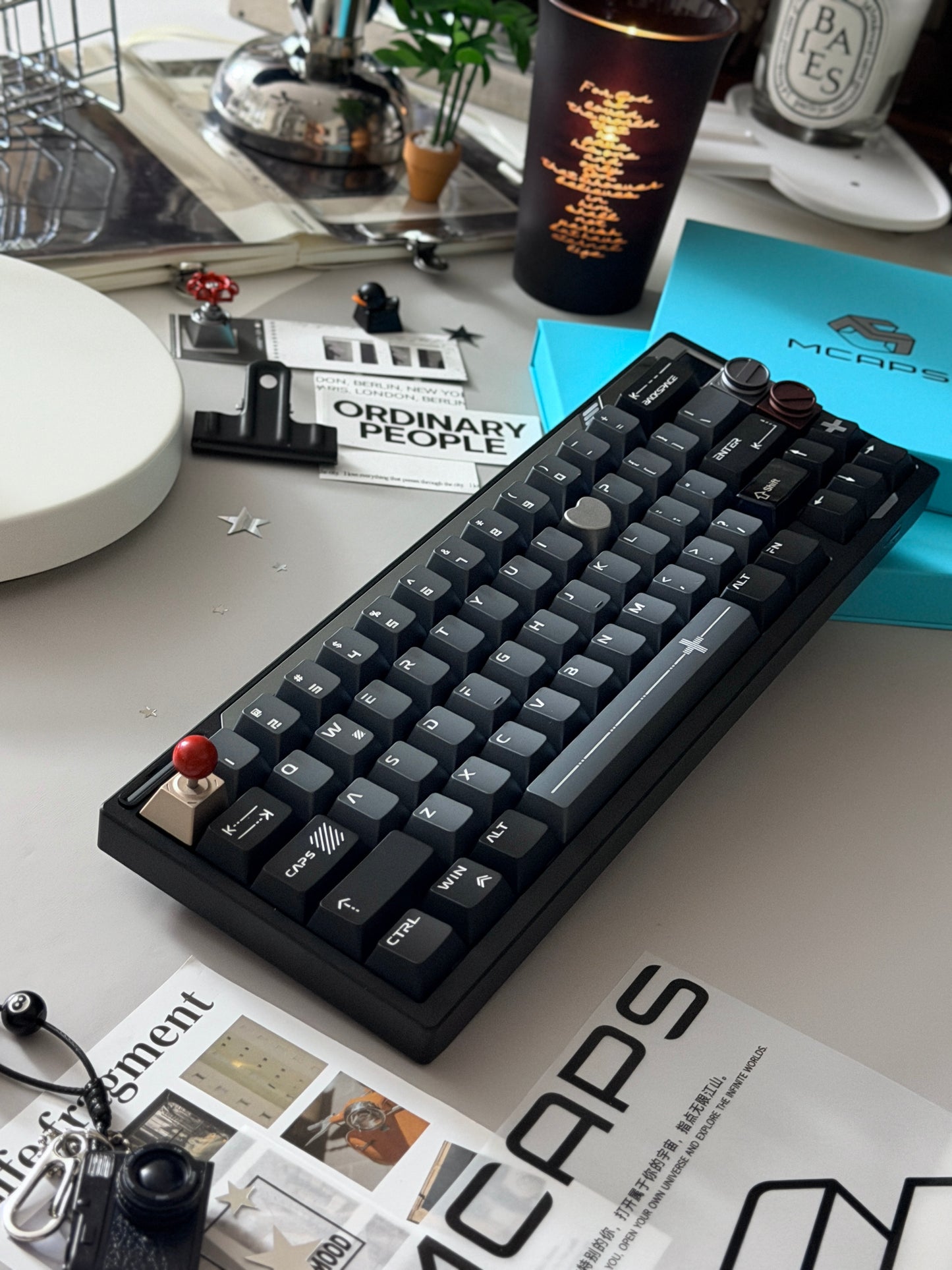 ONLY 1 Prebuilt Aluminum Custom Mechanical Keyboard Wuque Paper65 PRISM BLACK ➕ MCAPS Metal Keycap