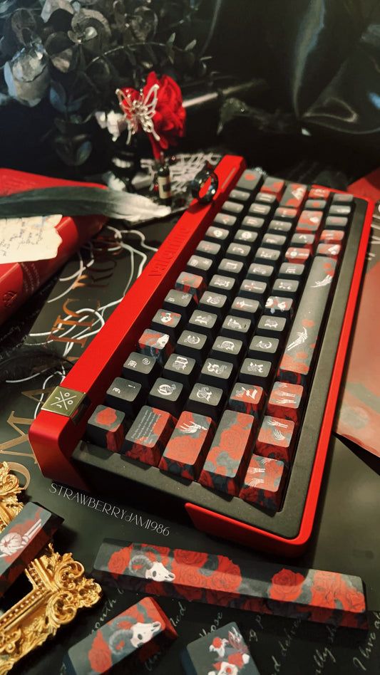 【Only 1 In-stock】Prebuilt JOJO R63 Black Red Gothic Themed Skeleton Rose  Aluminum Customized Mechanical Keyboard