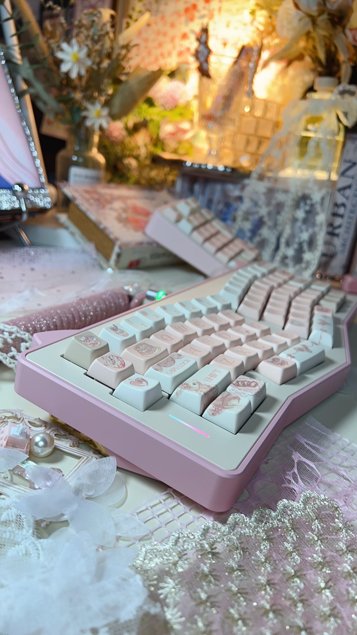 【Preorder】Prebuilt Kitten Alice Pink Beige Aluminum Customized Mechanical Keyboard