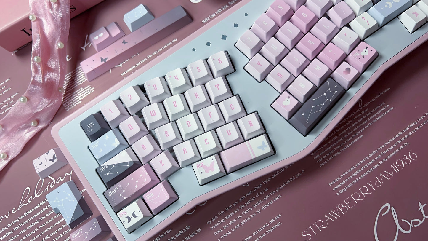 092 Star Fluctuation Gray Pink Gradual Change Advanced Sense Cherry Profile Keycap