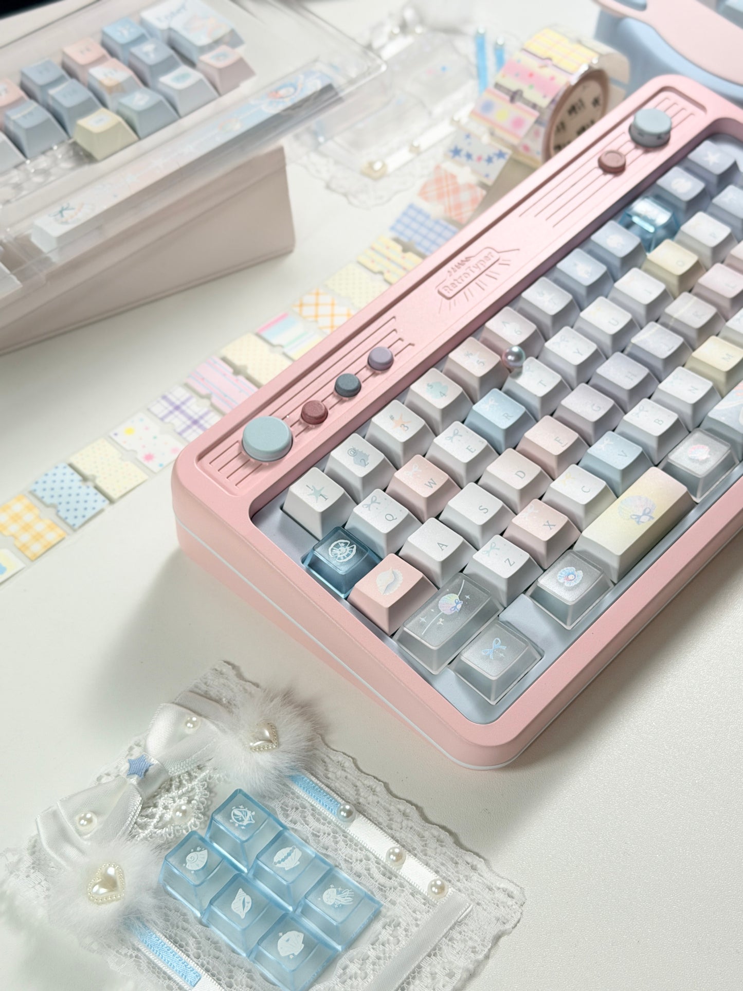 #0269 Pastel Seashell Jellyfish Pearls Keycaps With Foggy Pc Novelty Cherry Profile Designed By Miller