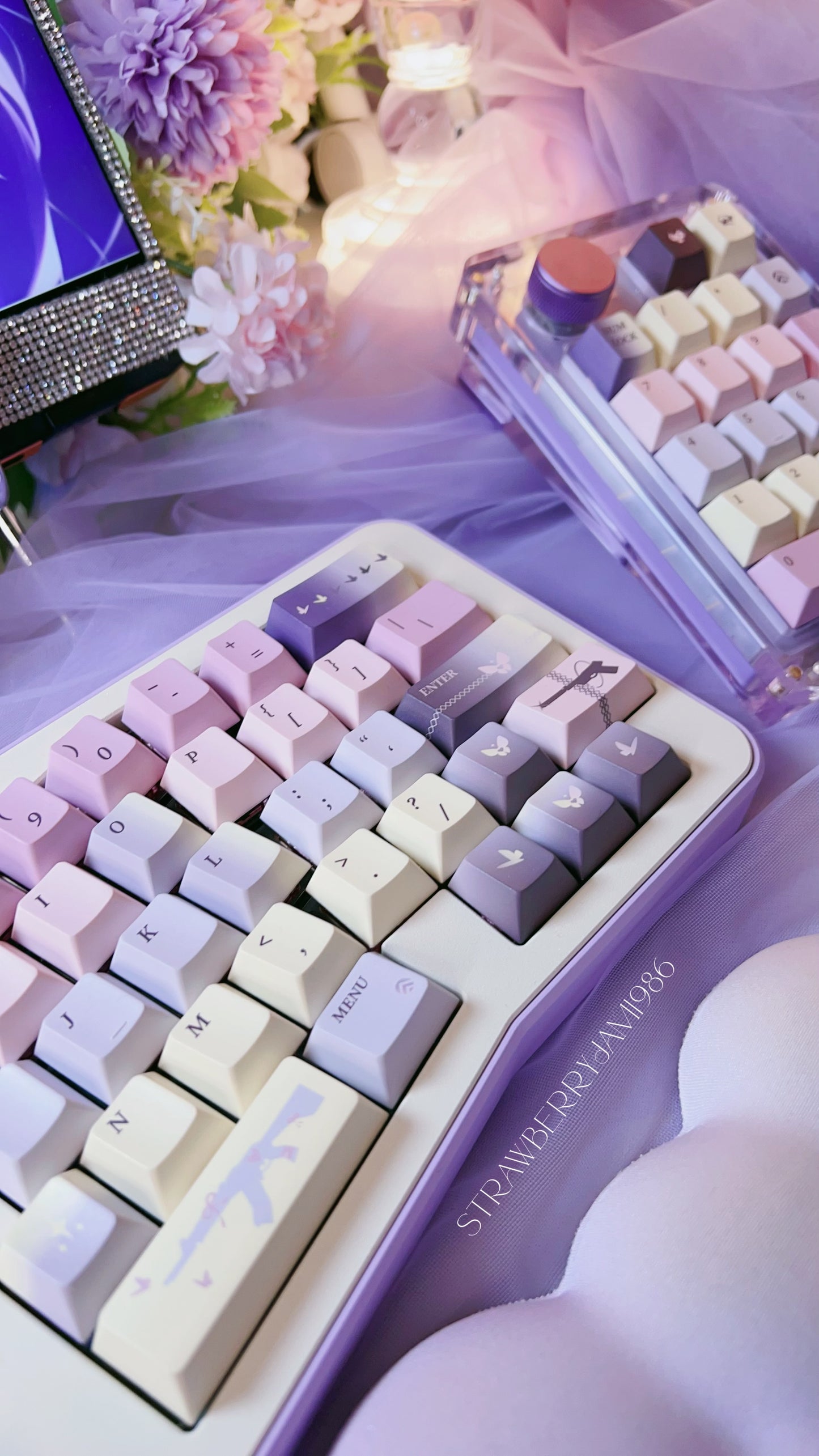 【Preorder】 Prebuild MAEWA LAB AHOLLC Purple Beige Ergonomic Aluminum Customized Mechanical Keyboard