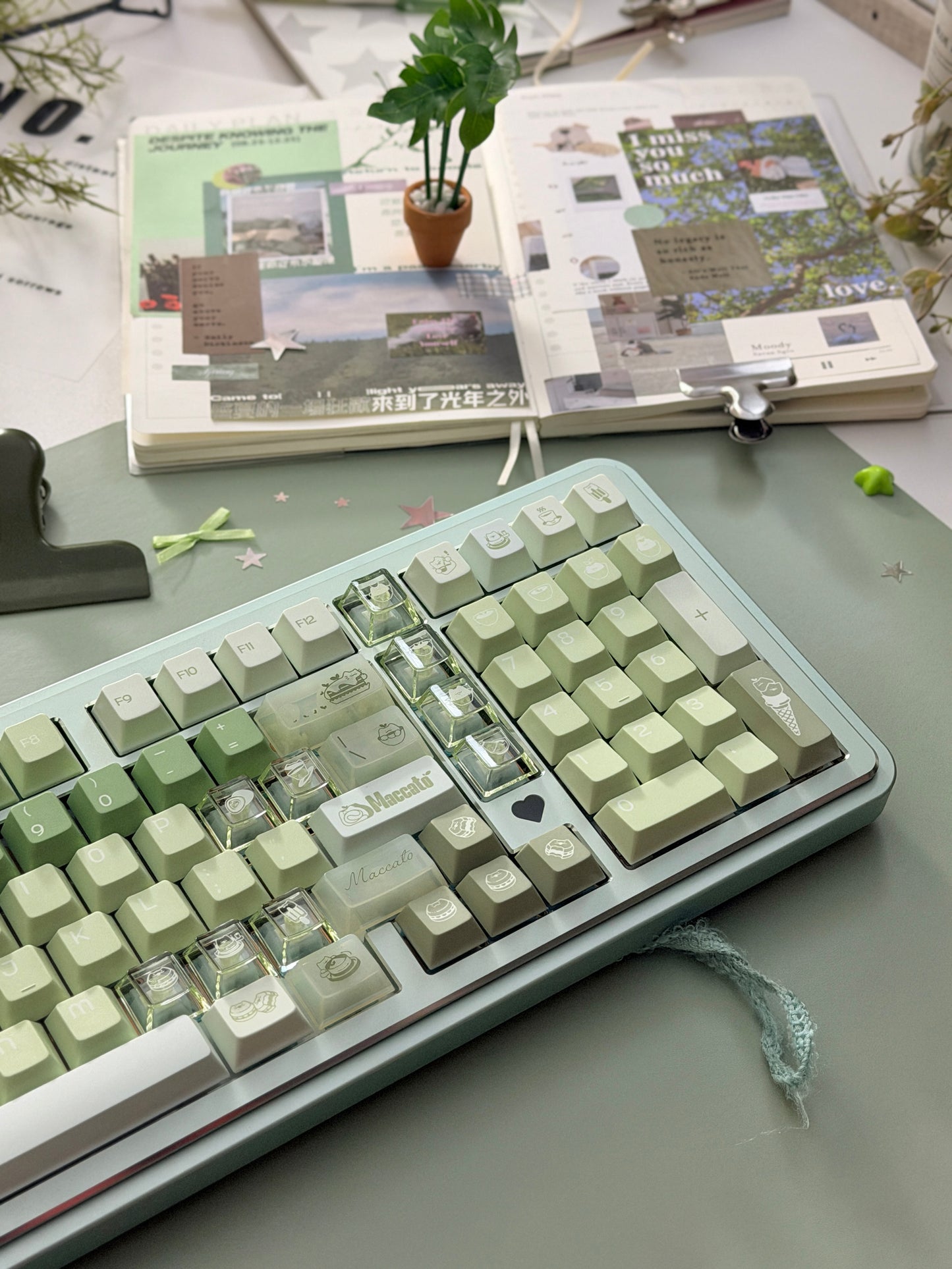 ONLY 1 Instock Prebuilt Aluminum Custom Mechanical Keyboard Story100 Anodized Green Wireless Set