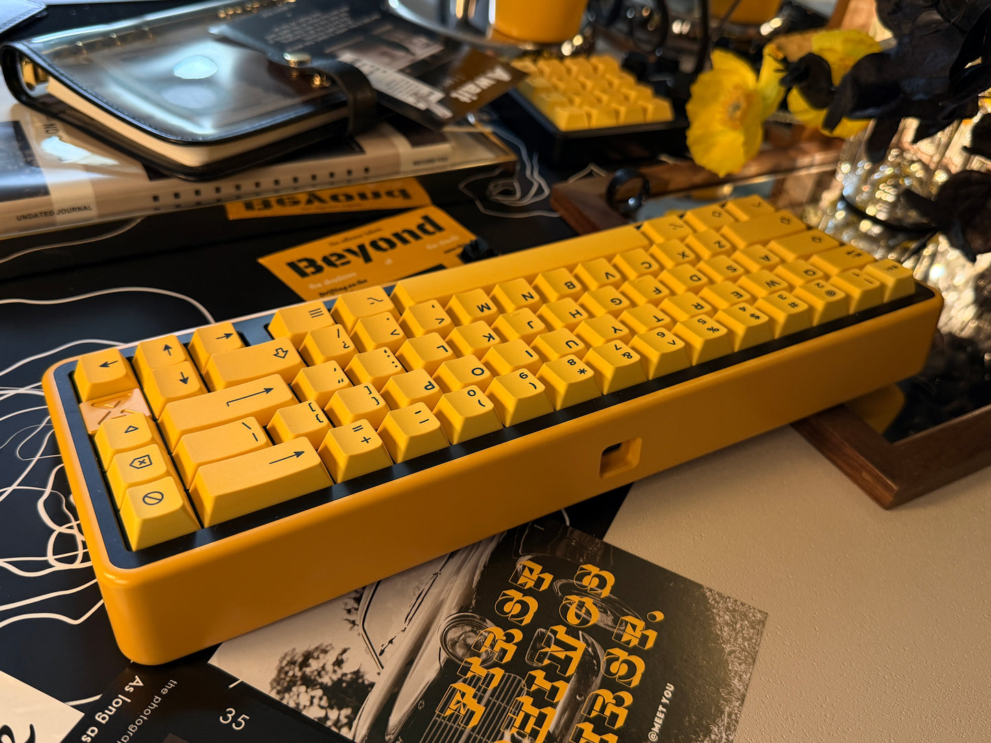 ONLY 1 INSTOCK Prebuilt Aluminum Customized Mechanical Keyboard BUFF65 Yellow Black Set
