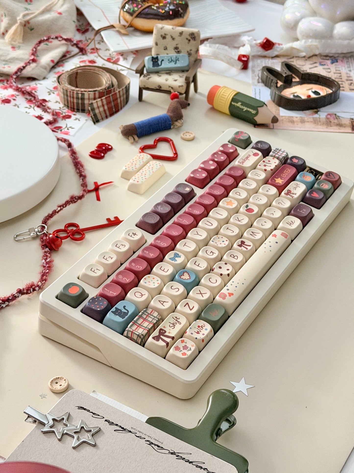 ONLY 1 Instock Prebuilt Aluminum Custom Mechanical Keyboard Buff75 R2 Cream Set