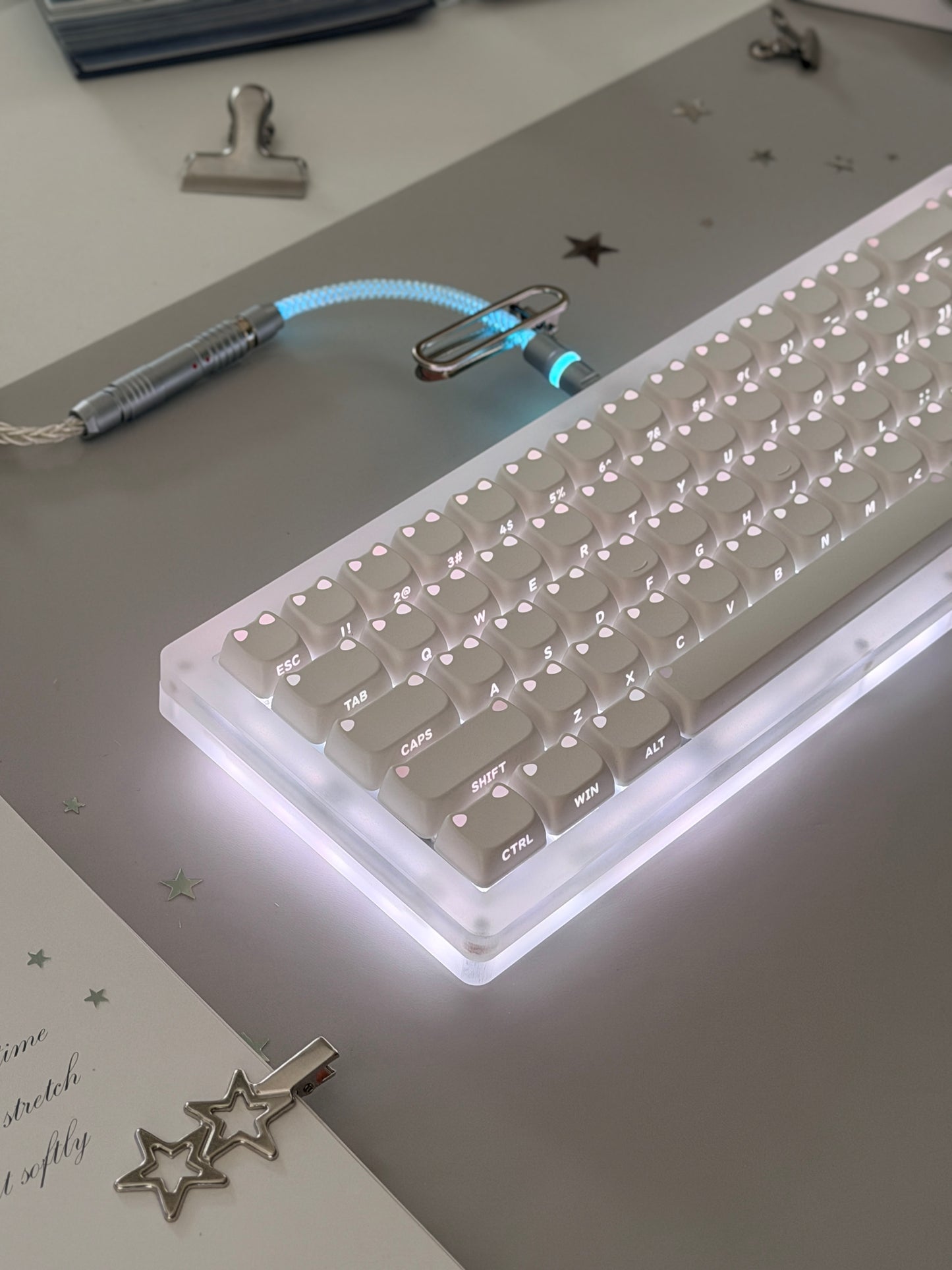 ONLY 1 Instock Prebuilt Matt acrylic Custom Mechanical Keyboard SET with RGB Backlit