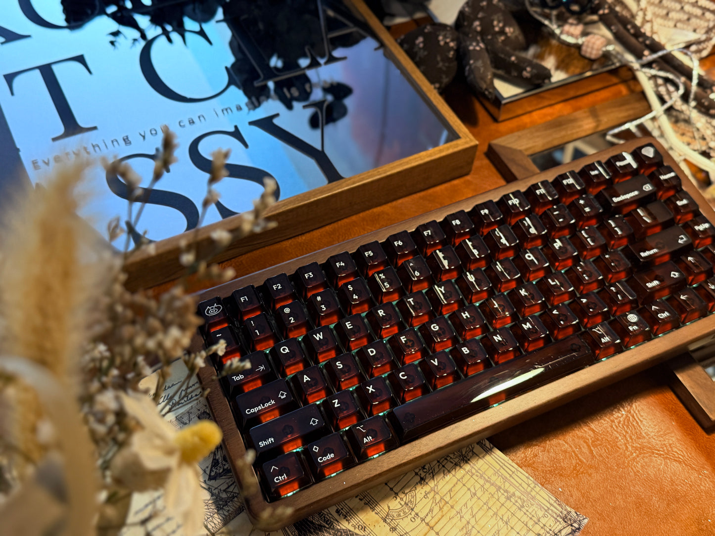 Unboxing Clearance ONLY 1 Instock WOMIER WD75 WIRELESS WOODEN KEYBOARD ➕ lelelab Lele Gems Crystal Keycaps
