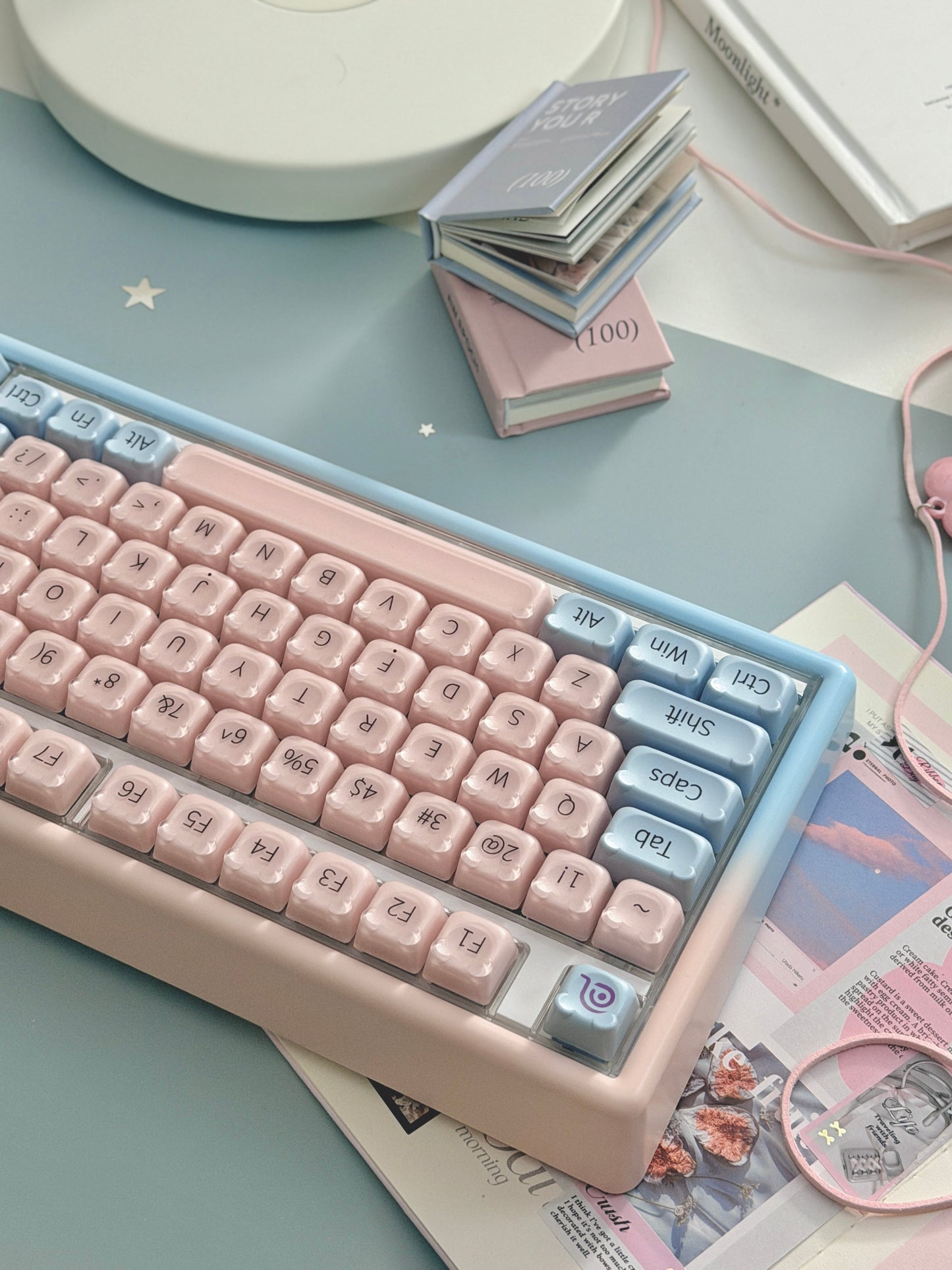Unboxing Sample For Sales ONLY 1 Instock ainbell base99 pale pink Blue Bear RGB Backlit wireless mechanical keyboard