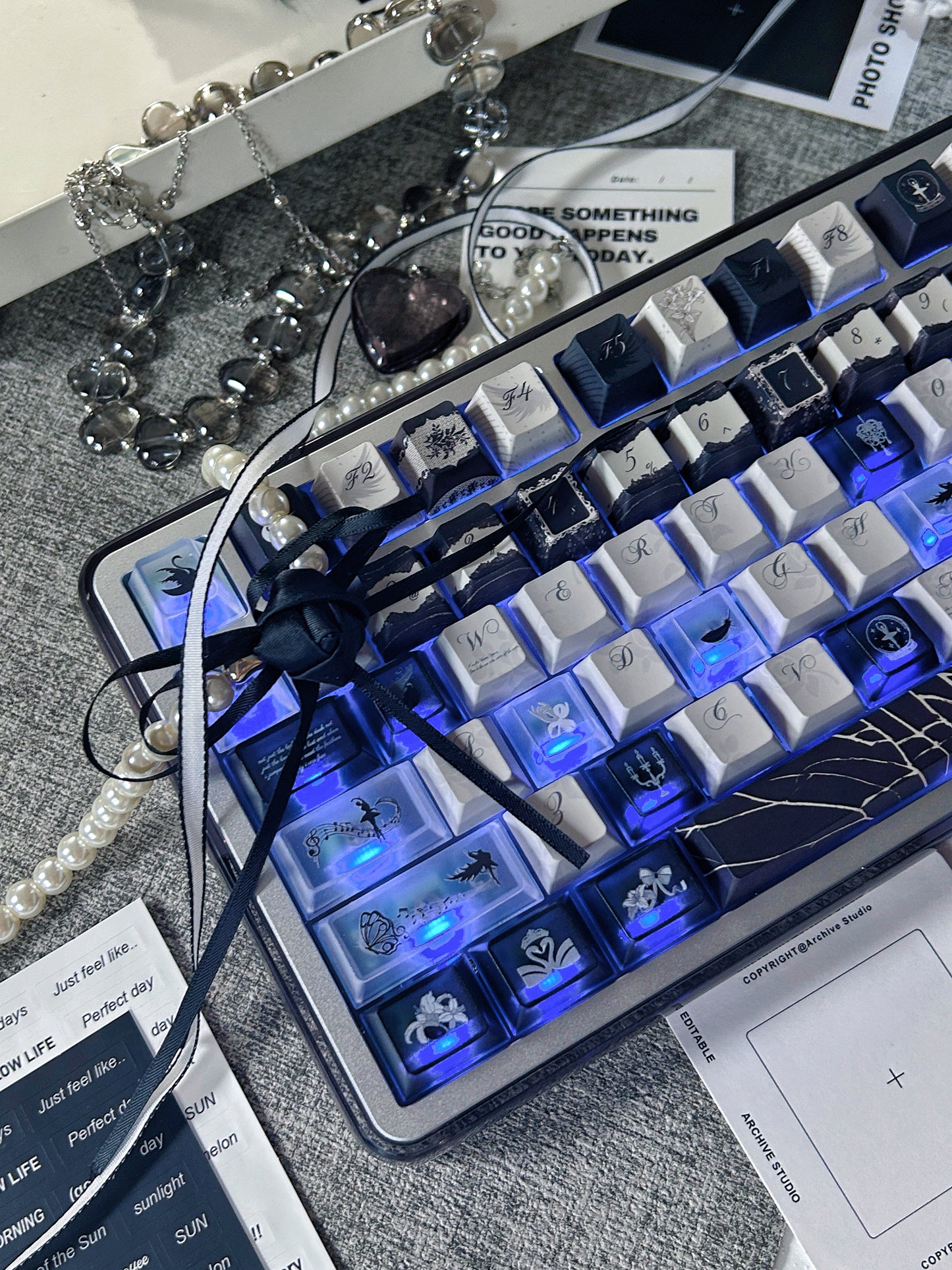 #0229 Dance of Ashes Black White Grey Keycap Designed By Miller