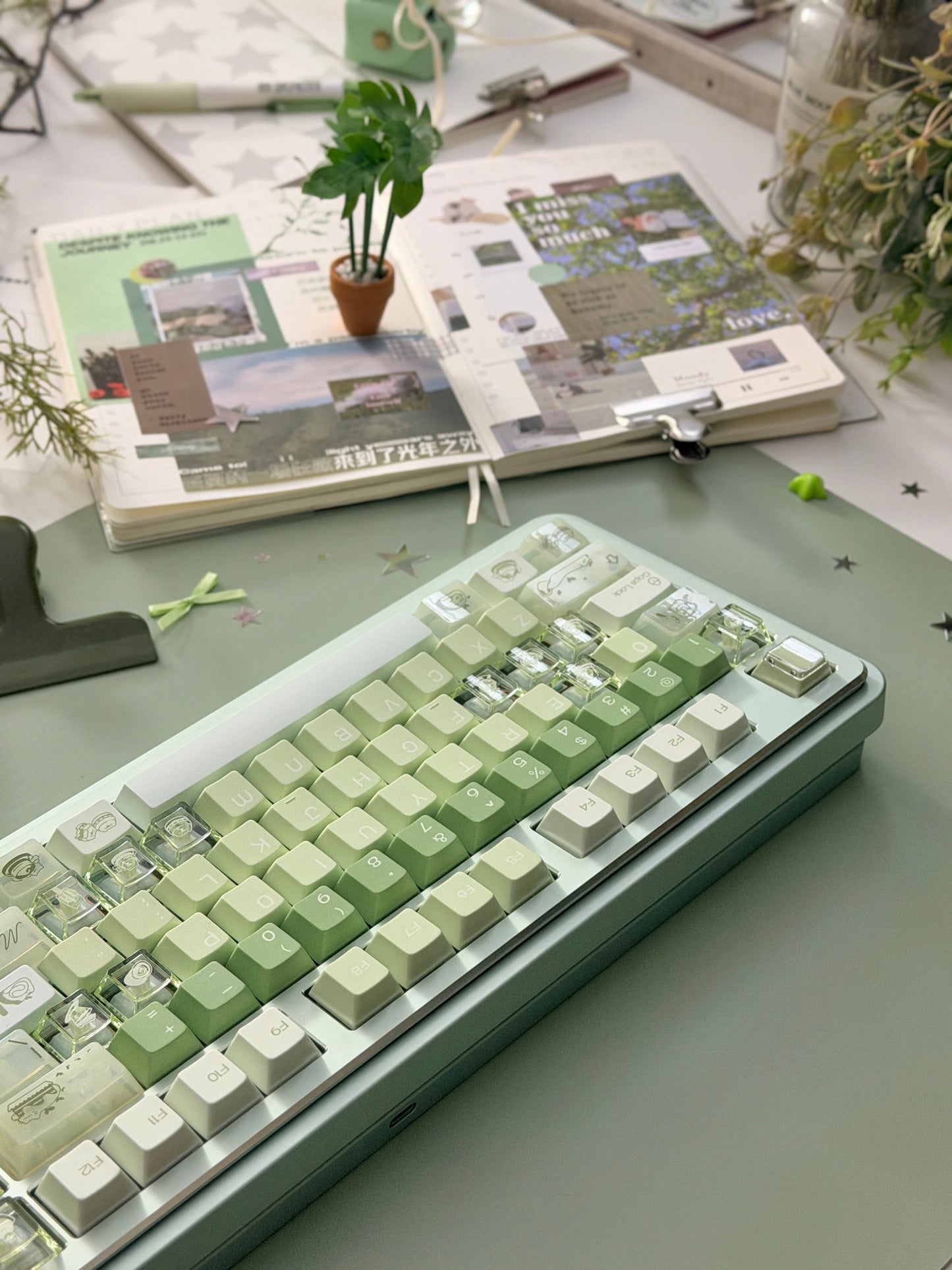 ONLY 1 Instock Prebuilt Aluminum Custom Mechanical Keyboard Story100 Anodized Green Wireless Set