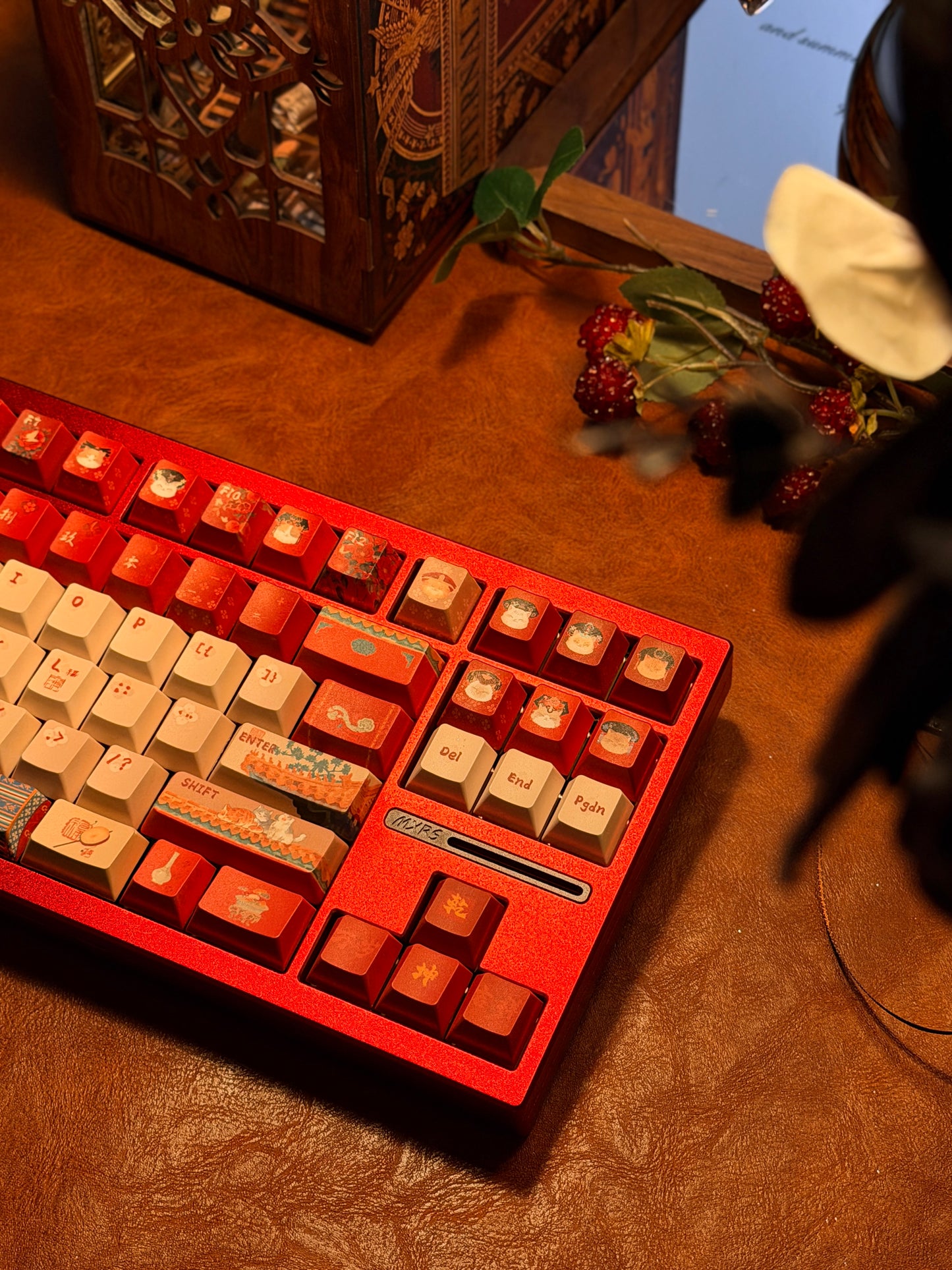 ONLY 1 Instock Prebuilt Aluminum Customized Mechanical Keyboard Y80 Anodized Red Creamy Thocky Set