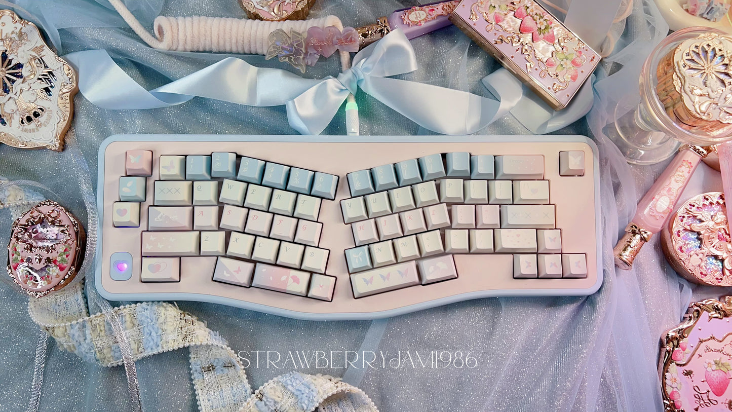 109 Cocoon and Butterfly Pastel Pink and Blue Keycap Cherry Profile