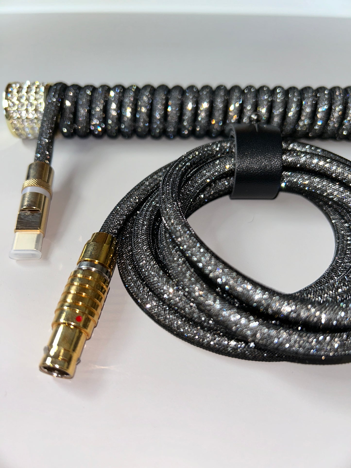 strawberryjam1986 diamond silver/gold coiled mechanical keyboard cable set