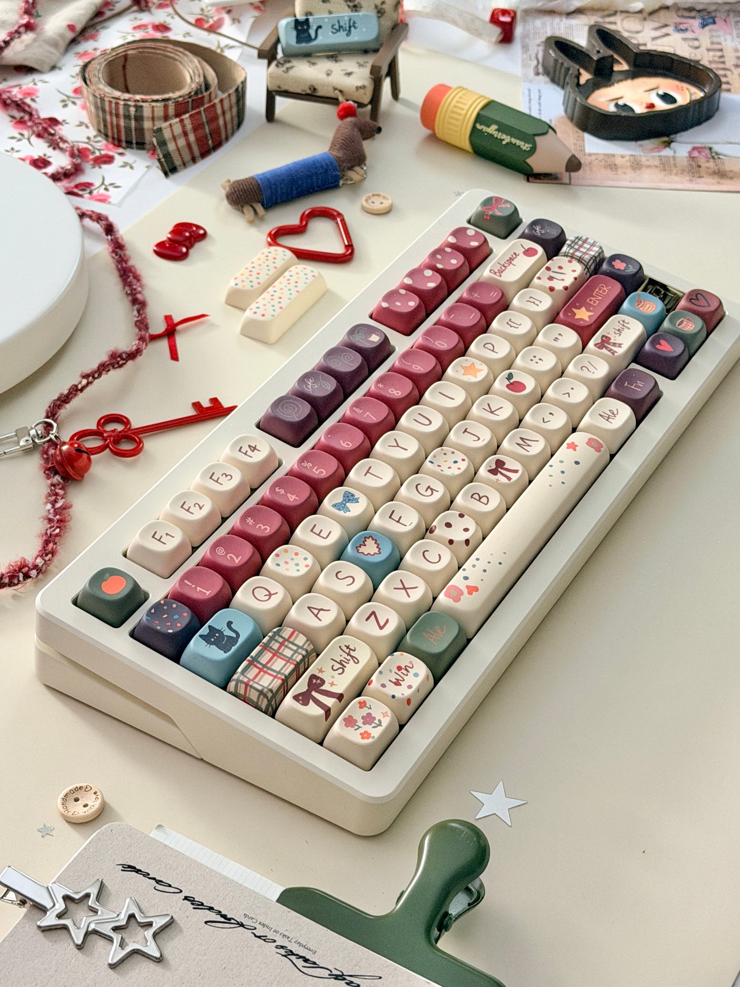ONLY 1 Instock Prebuilt Aluminum Custom Mechanical Keyboard Buff75 R2 Cream Set