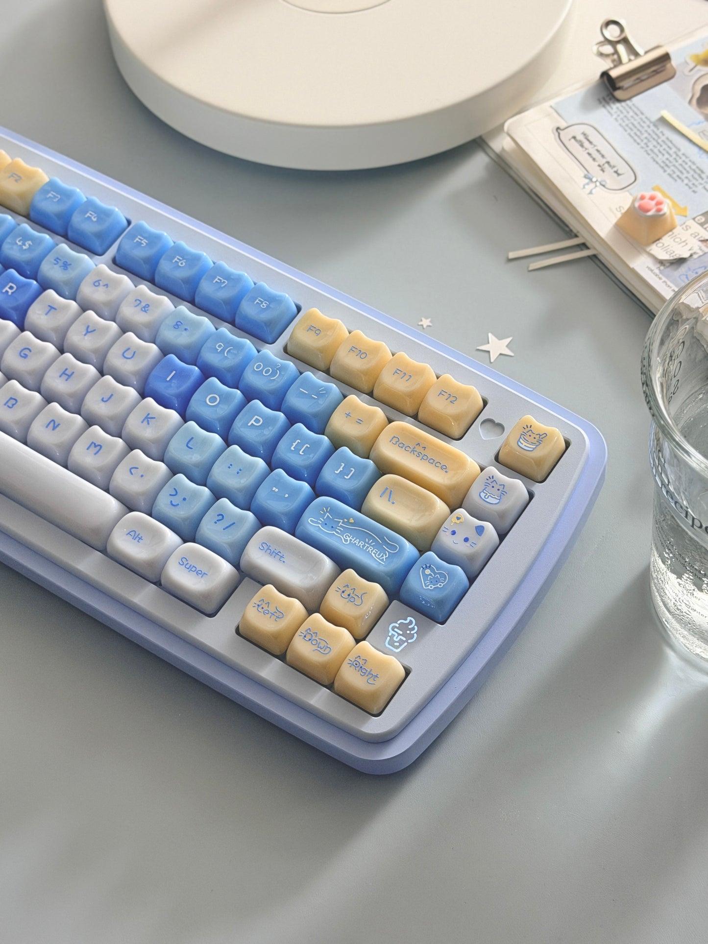 ONLY 1 Instock Prebuilt Aluminum Custom Mechanical Keyboard Yummy75 Blue Set