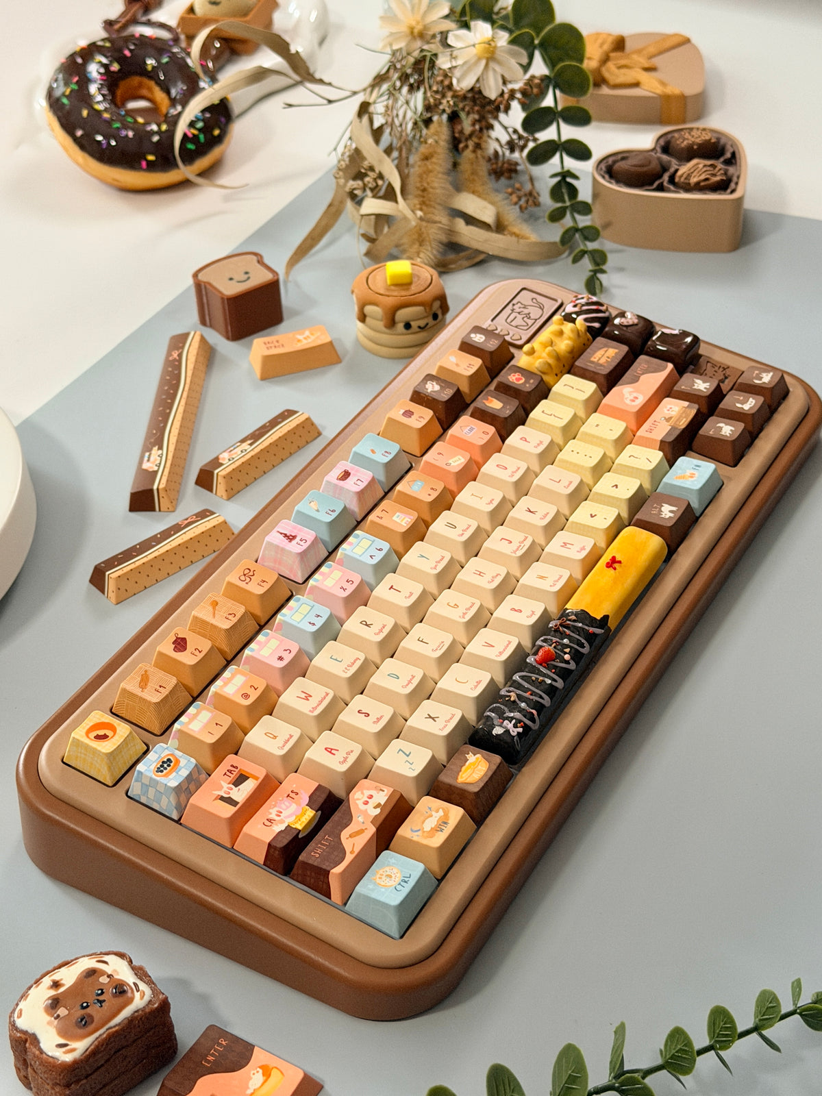 #0307 LazyR Bread Bunny Artisan Keycap | Double-Sided Bread Rabbit Keycap | Cute Bakery-Themed Handmade Keycap for Mechanical Keyboards