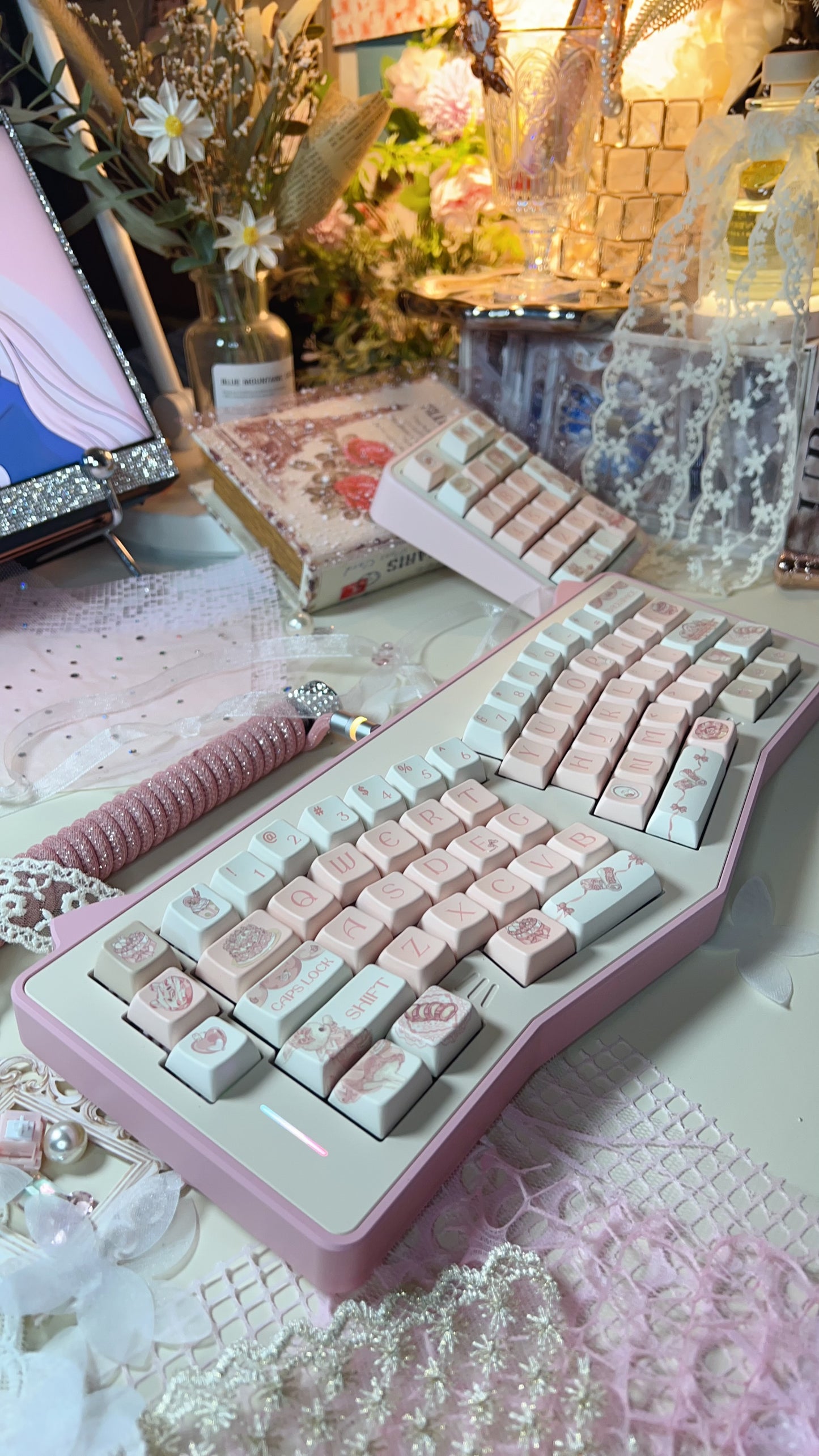 【Preorder】Prebuilt Kitten Alice Pink Beige Aluminum Customized Mechanical Keyboard