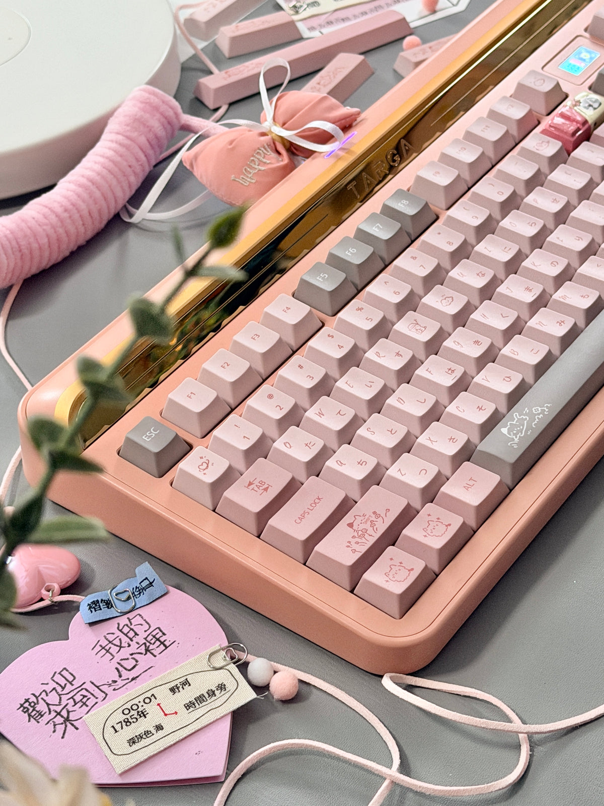 ONLY 1 Instock Prebuilt Aluminum Custom Mechanical Keyboard Targa98 Pink Set