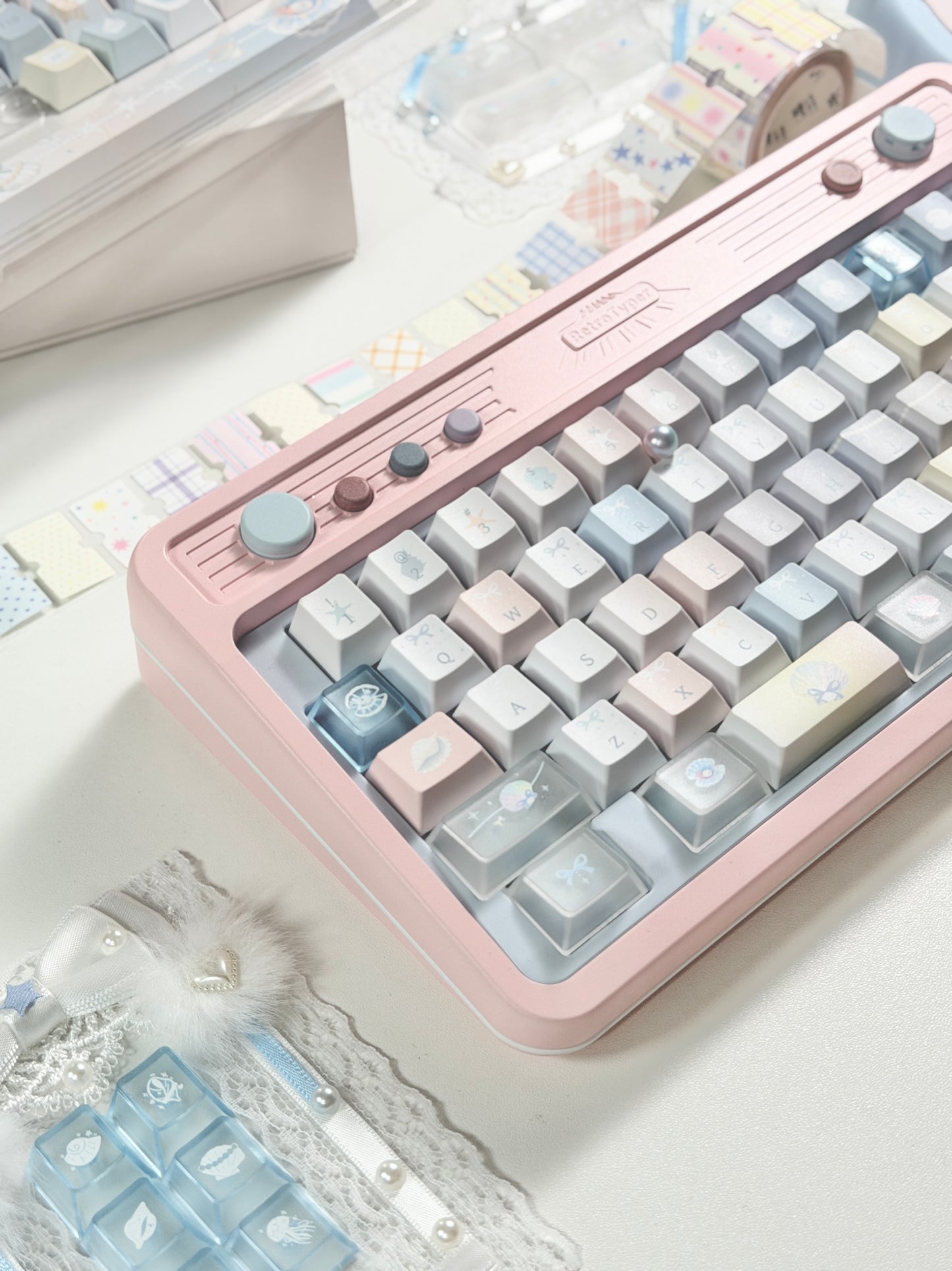 #0269 Pastel Seashell Jellyfish Pearls Keycaps With Foggy Pc Novelty Cherry Profile Designed By Miller
