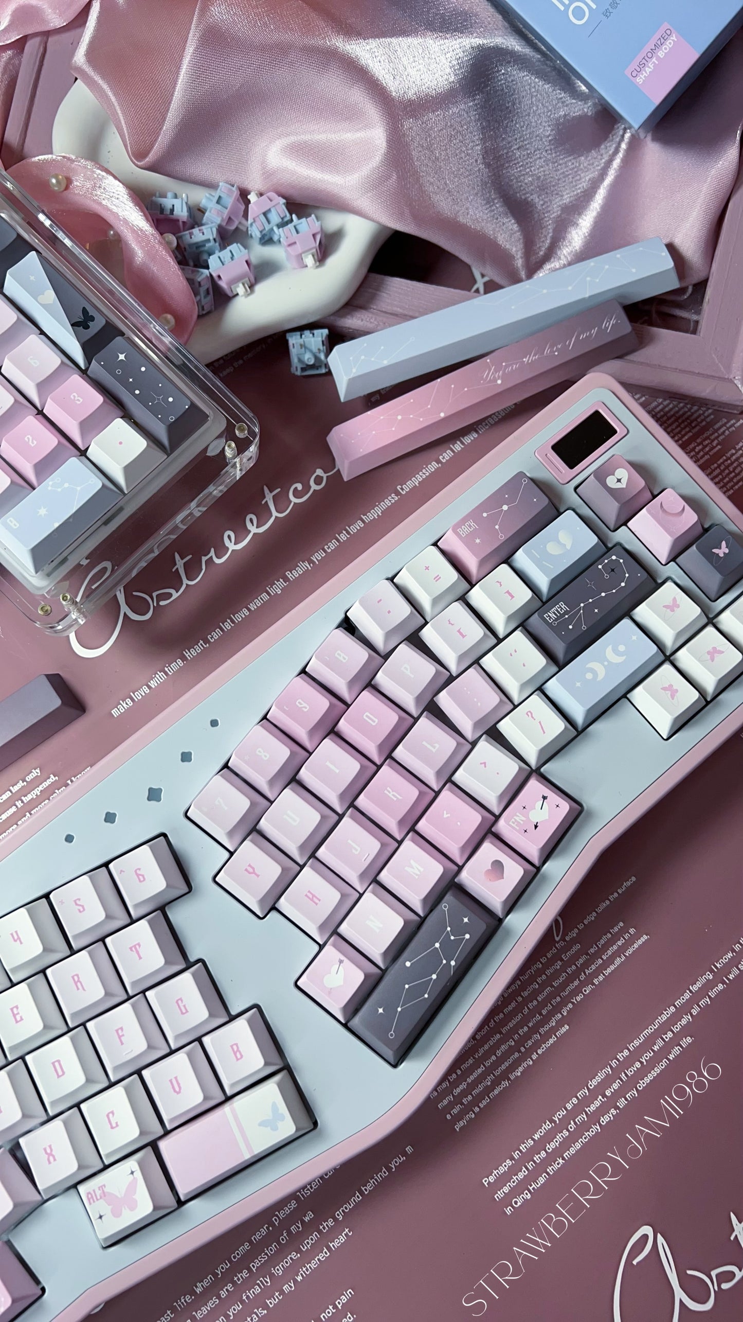 092 Star Fluctuation Gray Pink Gradual Change Advanced Sense Cherry Profile Keycap