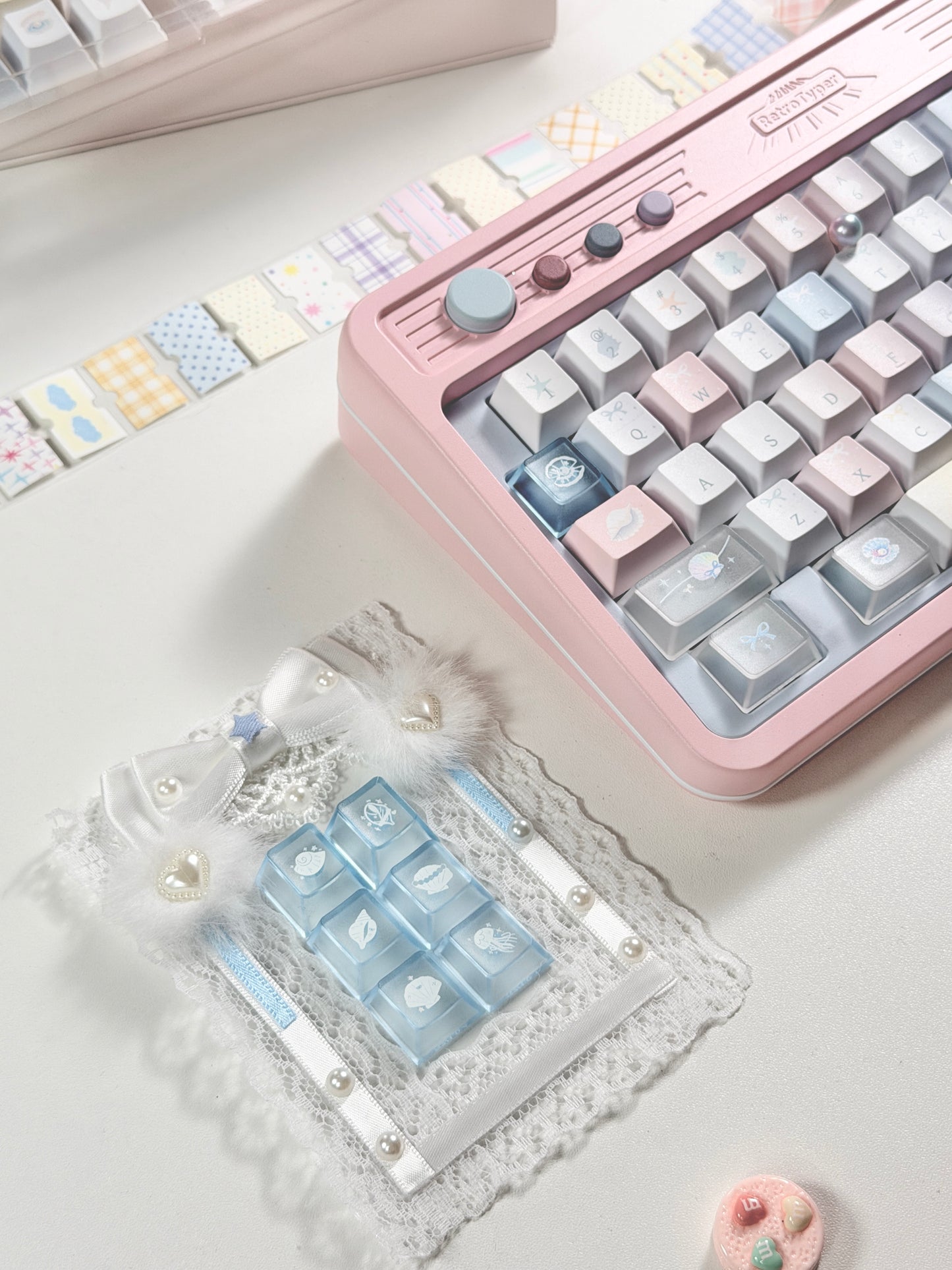 #0269 Pastel Seashell Jellyfish Pearls Keycaps With Foggy Pc Novelty Cherry Profile Designed By Miller