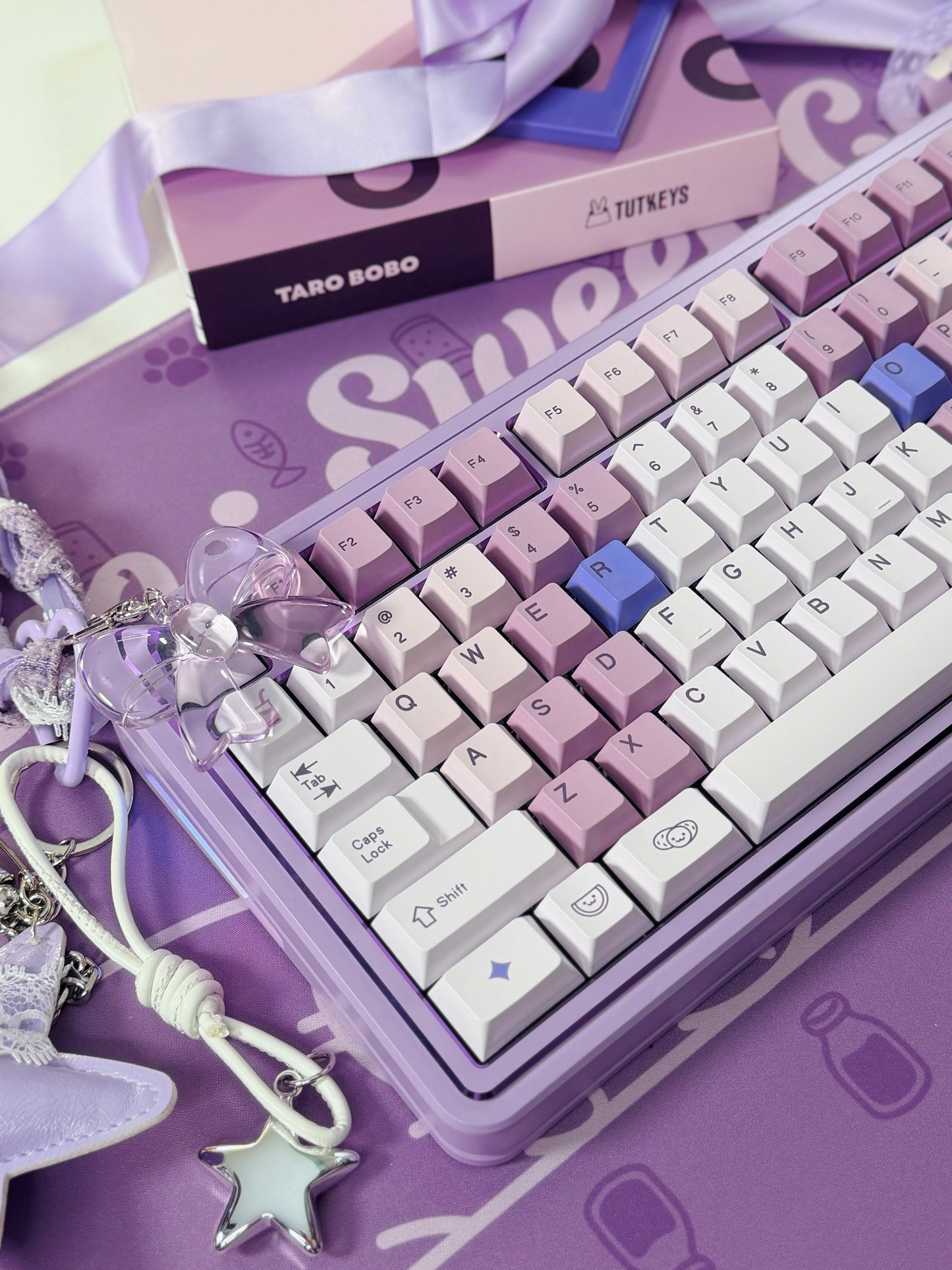 ONLY 1 Instock Prebuilt Aluminum Custom Mechanical Keyboard Polaris80 Purple Set