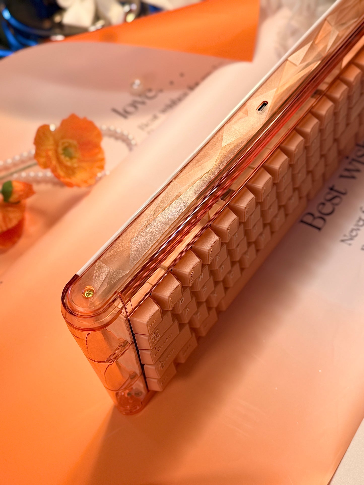 Unboxing For SALEs moeetech GLITTER65 HE (ProSilk HE) Magnetic Switch Keyboard Orange Peach With Bag R2