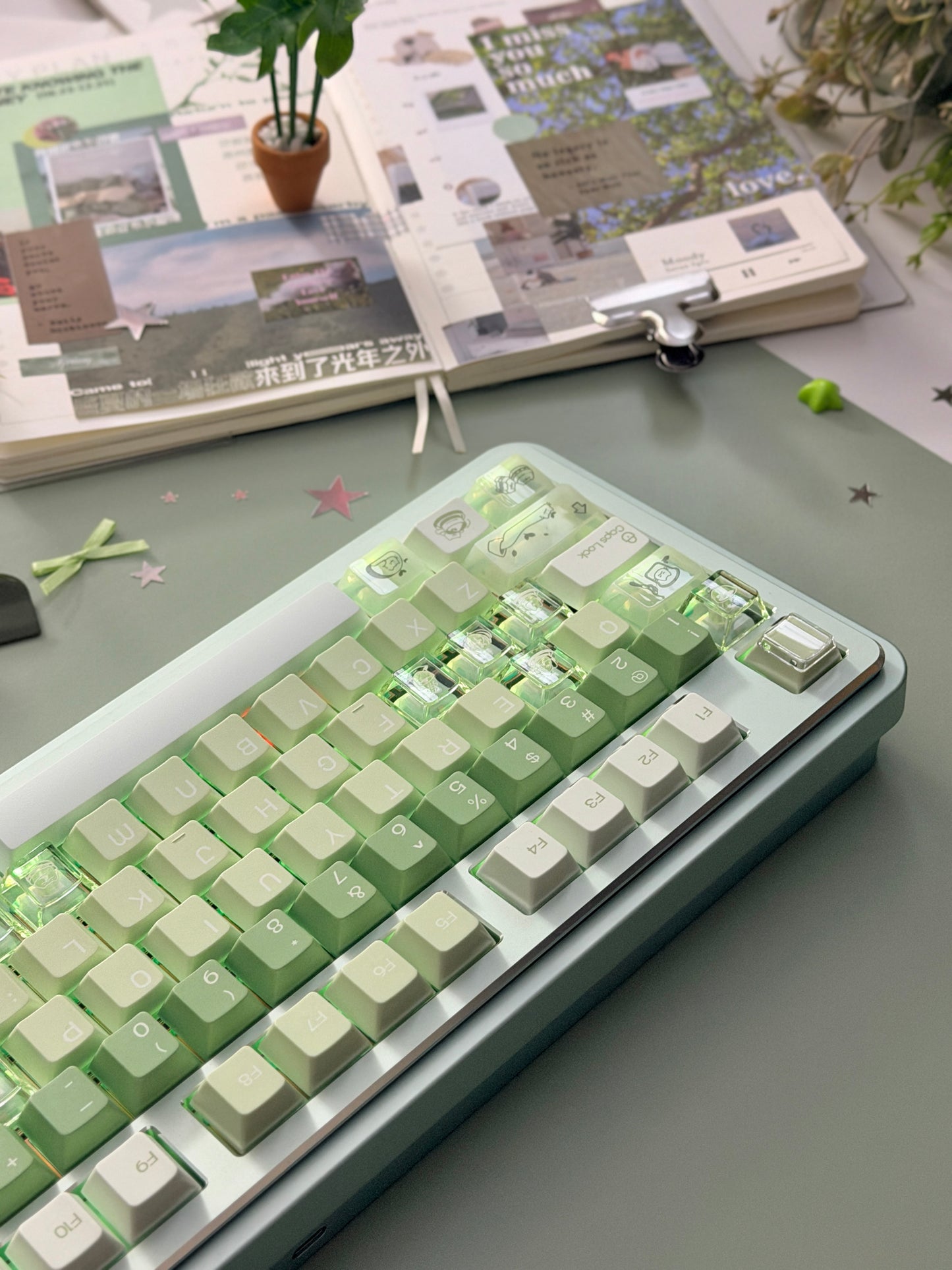 ONLY 1 Instock Prebuilt Aluminum Custom Mechanical Keyboard Story100 Anodized Green Wireless Set