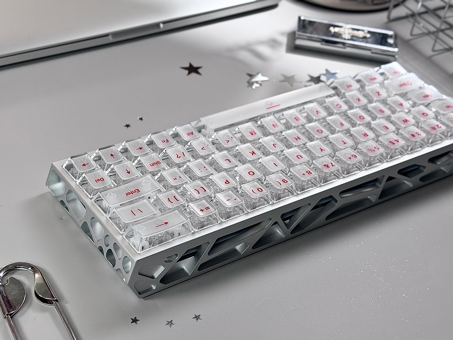 Unboxing Clearance ONLY 1 InstockI ROK Hollow Aluminum Silver MG63 Magnetic Gaming Mechanical Keyboard